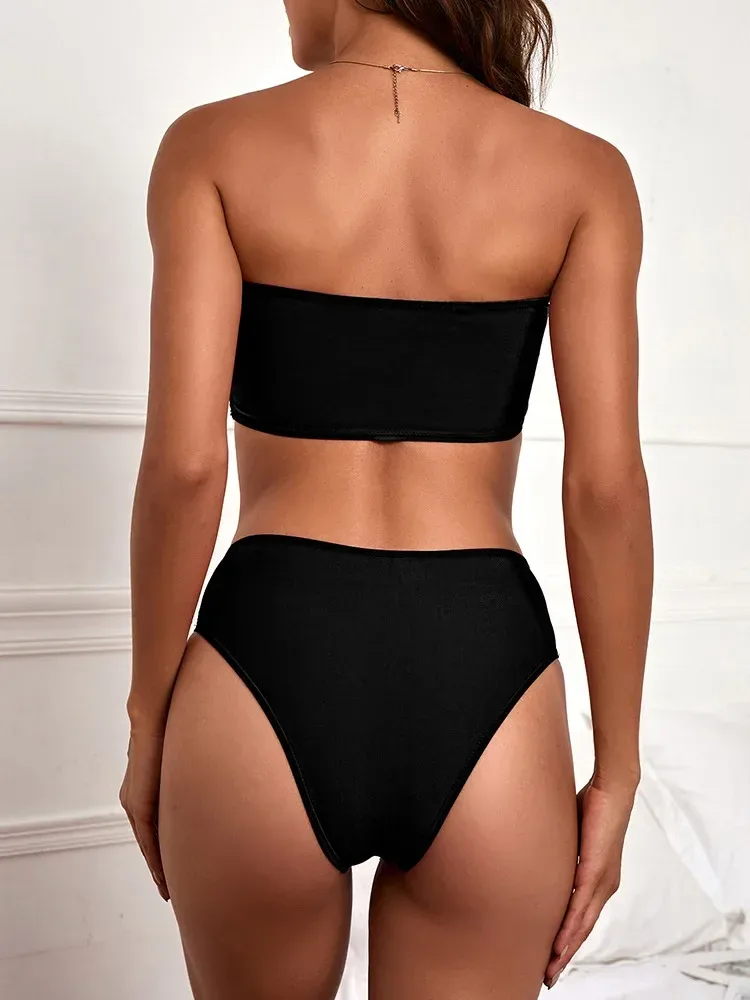Swimwear  Sexy Strapless High Waist Split Bikini   Explosions Swimwear display picture 6