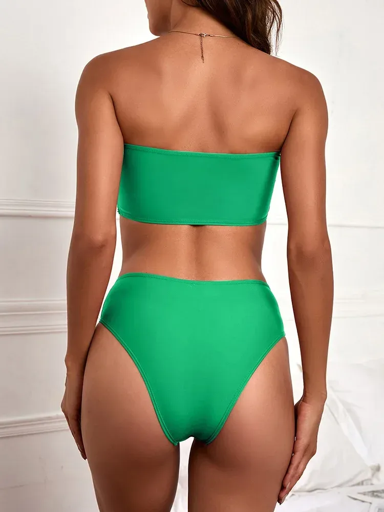 Swimwear  Sexy Strapless High Waist Split Bikini   Explosions Swimwear display picture 8
