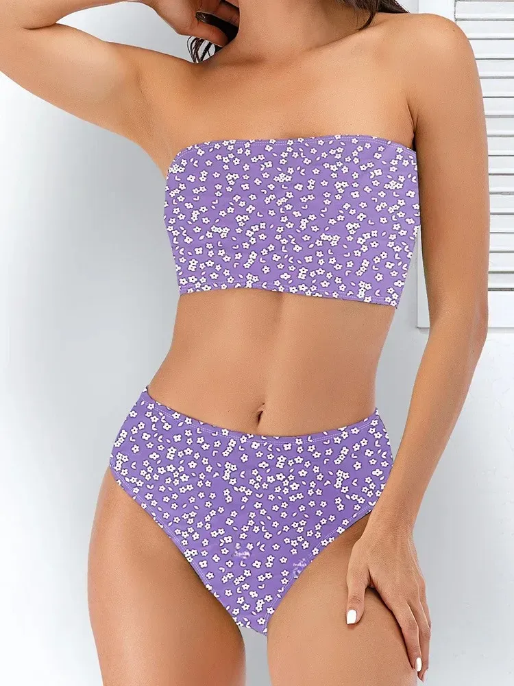 Swimwear  Sexy Strapless High Waist Split Bikini   Explosions Swimwear display picture 9