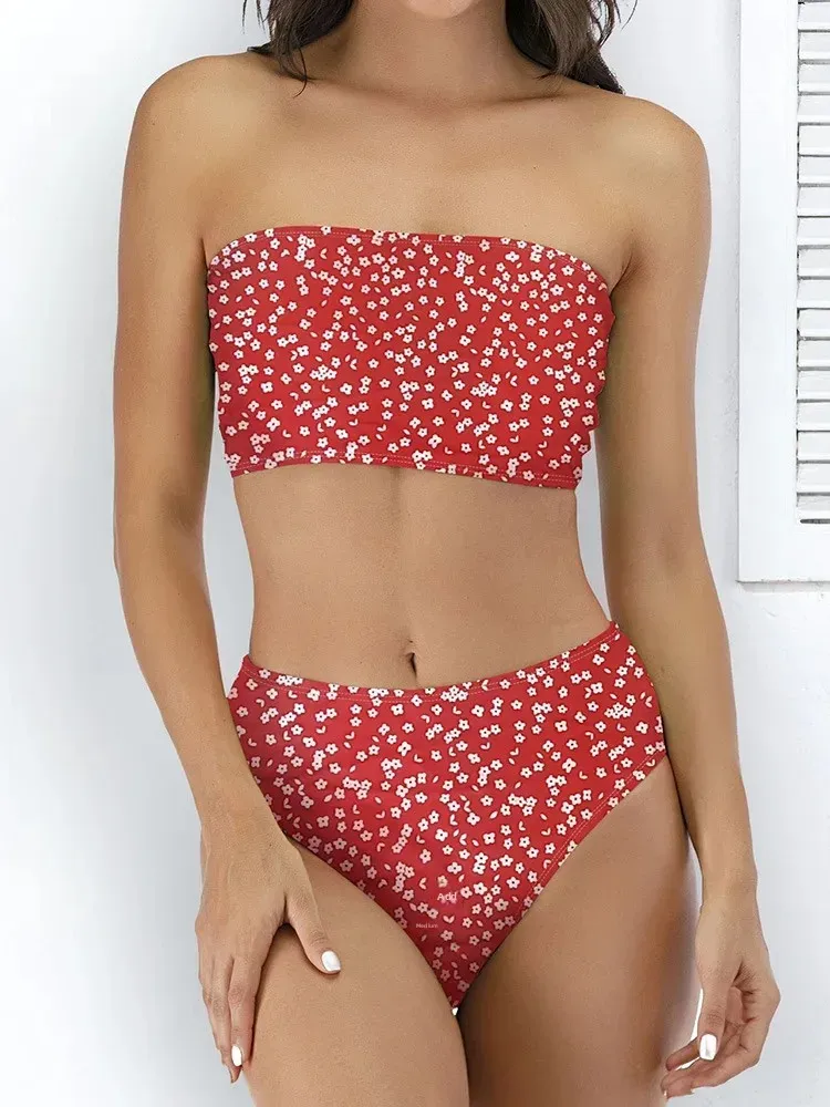 Swimwear  Sexy Strapless High Waist Split Bikini   Explosions Swimwear display picture 15