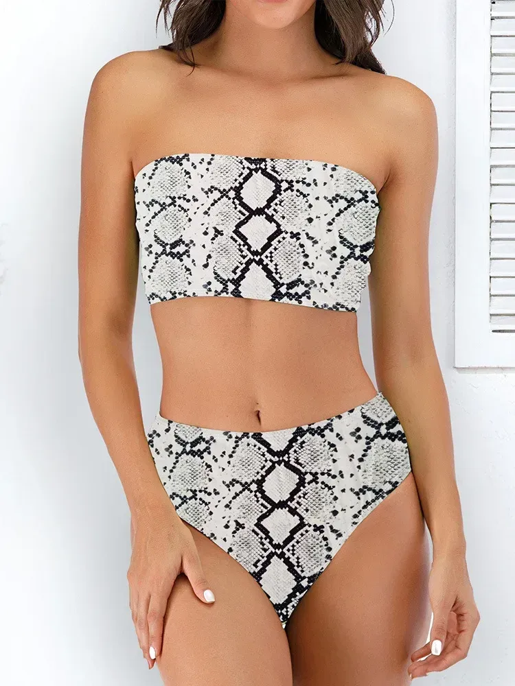Swimwear  Sexy Strapless High Waist Split Bikini   Explosions Swimwear display picture 38