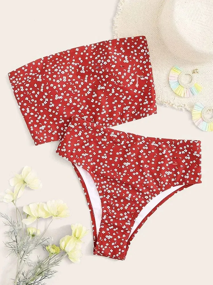 Swimwear  Sexy Strapless High Waist Split Bikini   Explosions Swimwear display picture 54