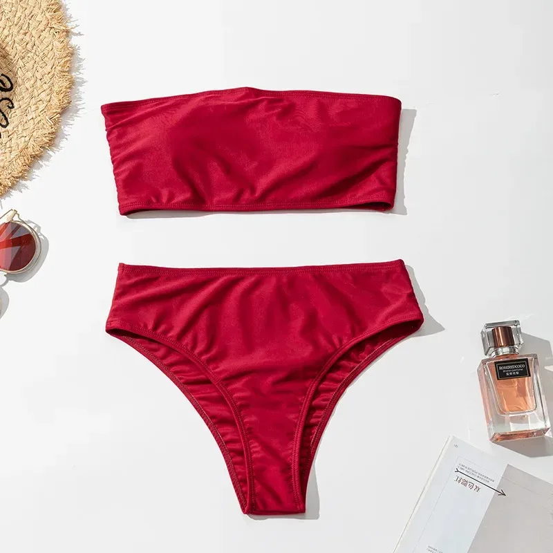 Swimwear  Sexy Strapless High Waist Split Bikini   Explosions Swimwear display picture 65