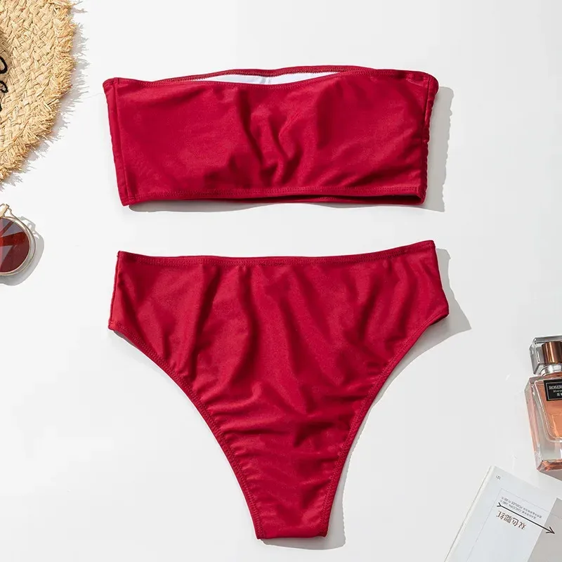 Swimwear  Sexy Strapless High Waist Split Bikini   Explosions Swimwear display picture 66
