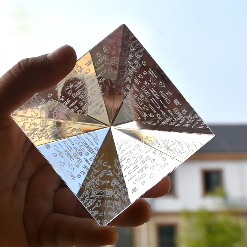 Crystal Pyramid Polyhedron Egyptian Feng Shui Craft Ornaments Bank Finance Commemorative Gifts display picture 5