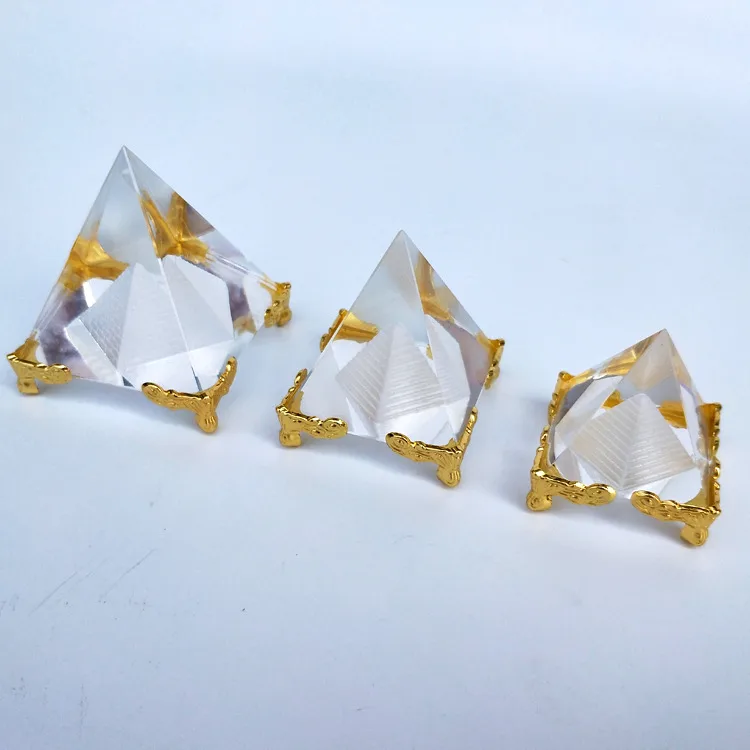 Crystal Pyramid Polyhedron Egyptian Feng Shui Craft Ornaments Bank Finance Commemorative Gifts display picture 21