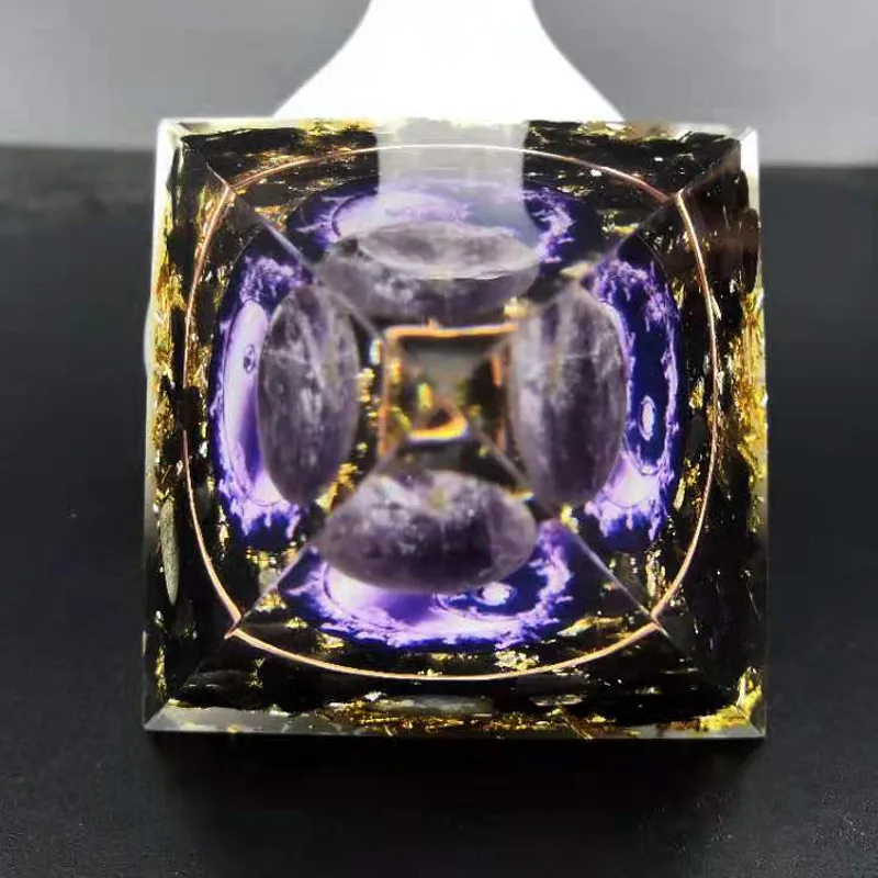 Foreign Trade  3D Rune Black Yao Resin Natural Crystal Energy Ball Pyramid Ornaments Home Office display picture 5