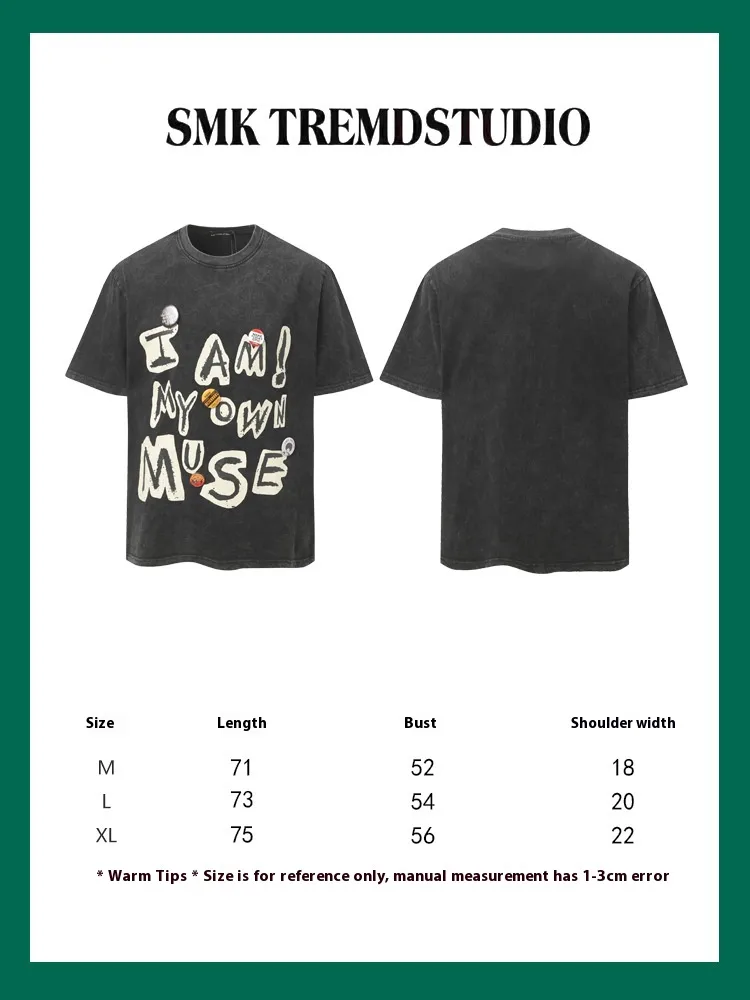 Jiayiku Men's  Summer American-style Washed Distressed T-shirt Pure Cotton Loose Retro Fashion Brand Personalized Graffiti T-shirt display picture 1