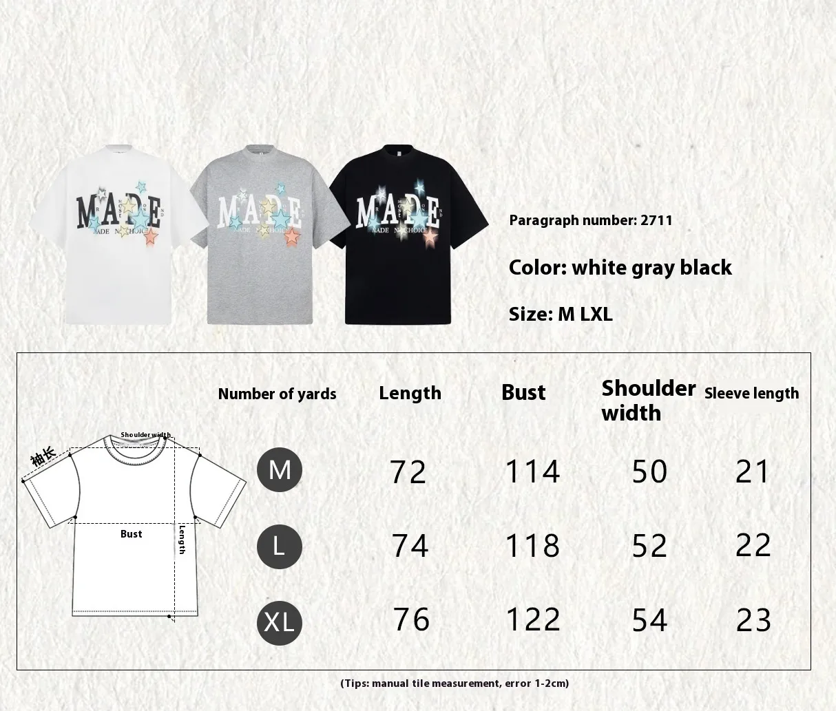Jiayiku  Summer Short-Sleeved T-Shirt For Men And Women American Retro Trendy Brand Printed T-Shirt Short-Sleeved Men's Loose Bottoming Shirt display picture 1