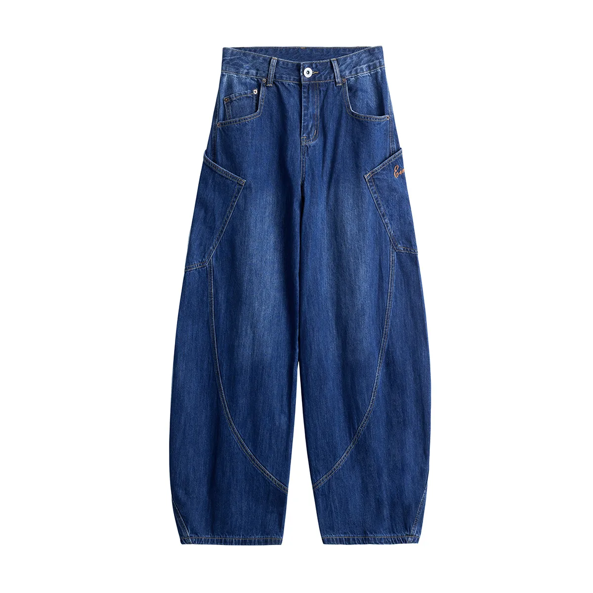 Jiayiku Trendy Brand  American Scimitar Design Retro Washed Jeans Straight-Leg Personalized Cleanfit Pants display picture 3