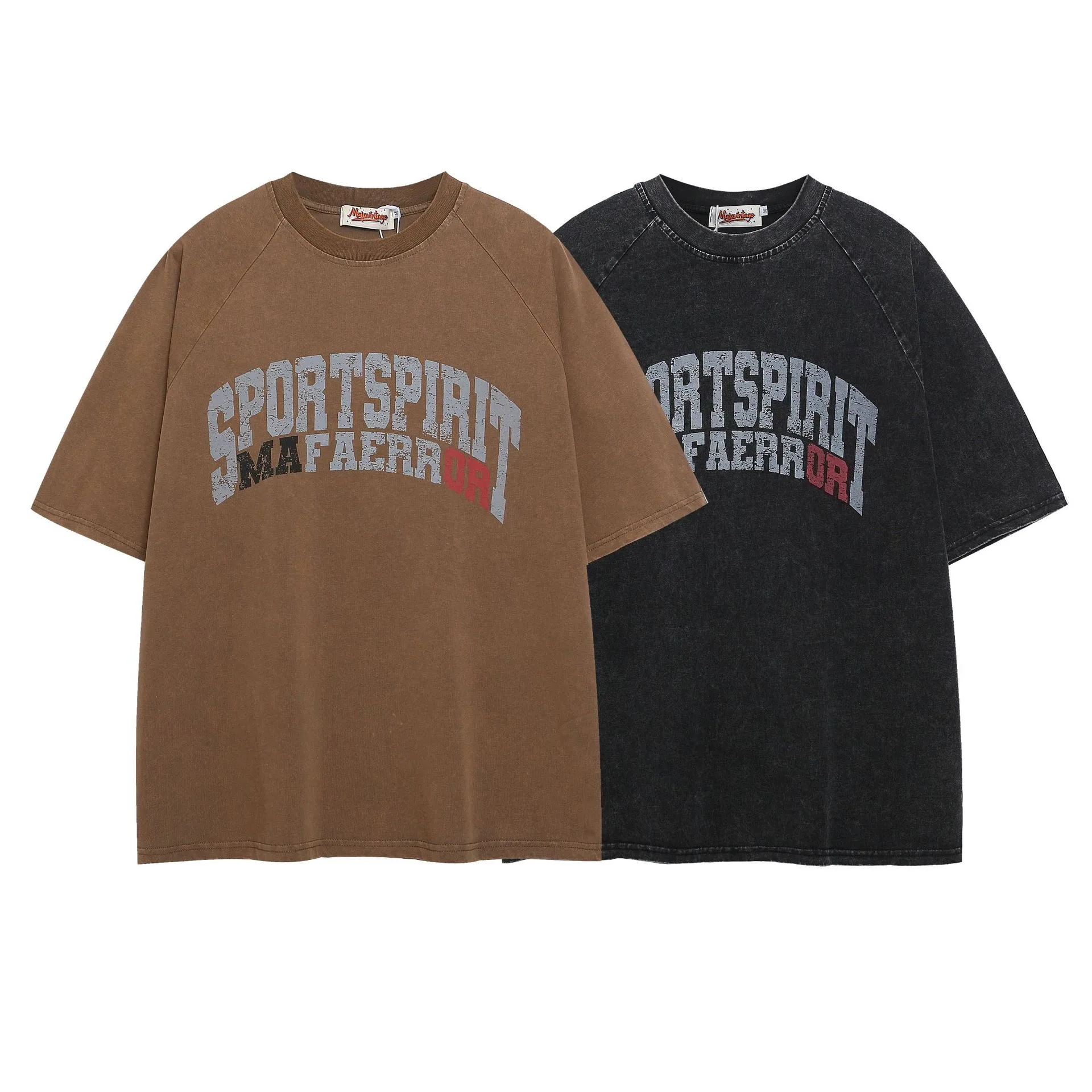 Jiayiku Men's  Summer New American Style Trendy Brand T-shirt Men's Pure Cotton Retro Washed Old T-shirt Short Sleeve Men display picture 2