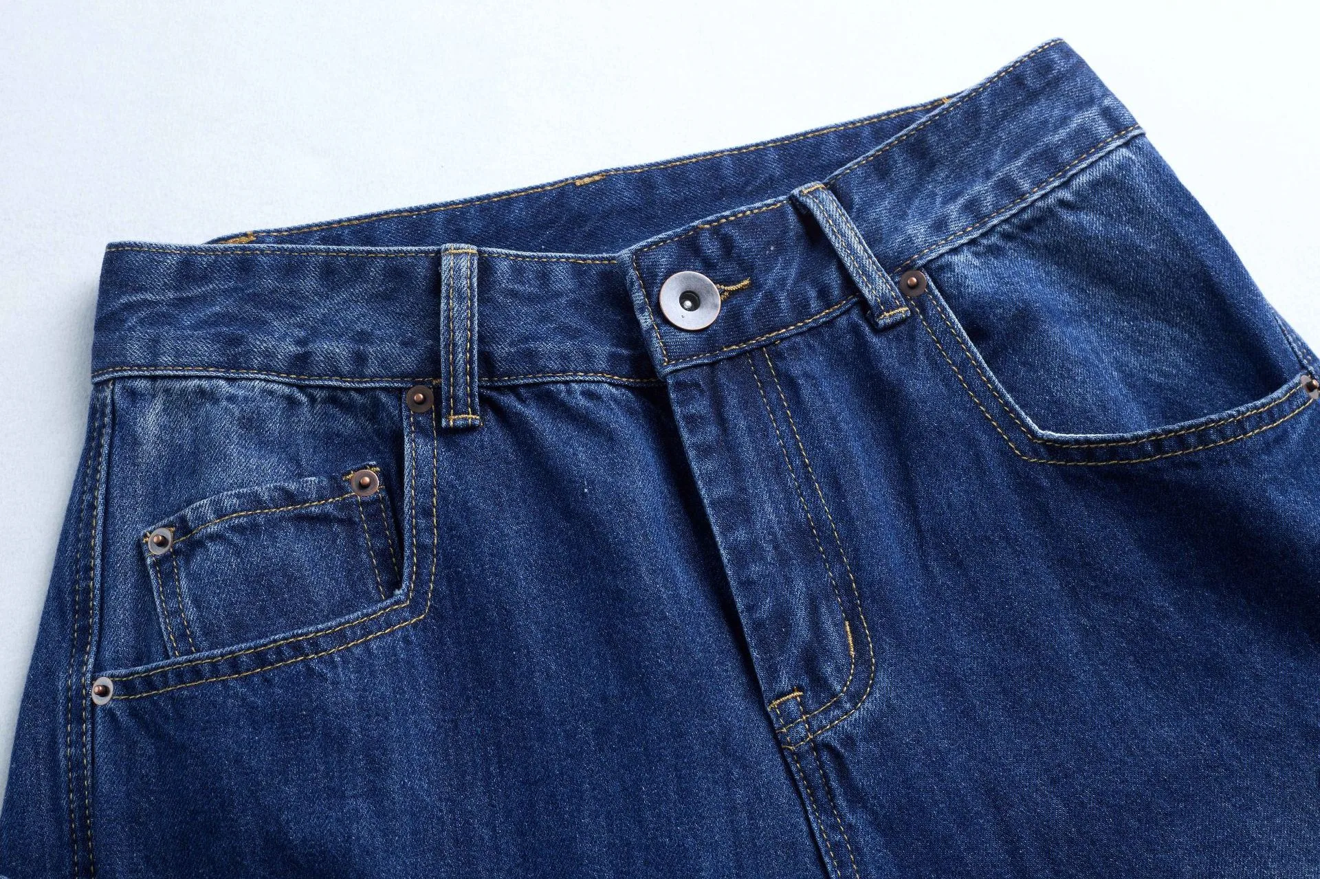 Jiayiku Trendy Brand  American Scimitar Design Retro Washed Jeans Straight-Leg Personalized Cleanfit Pants display picture 5