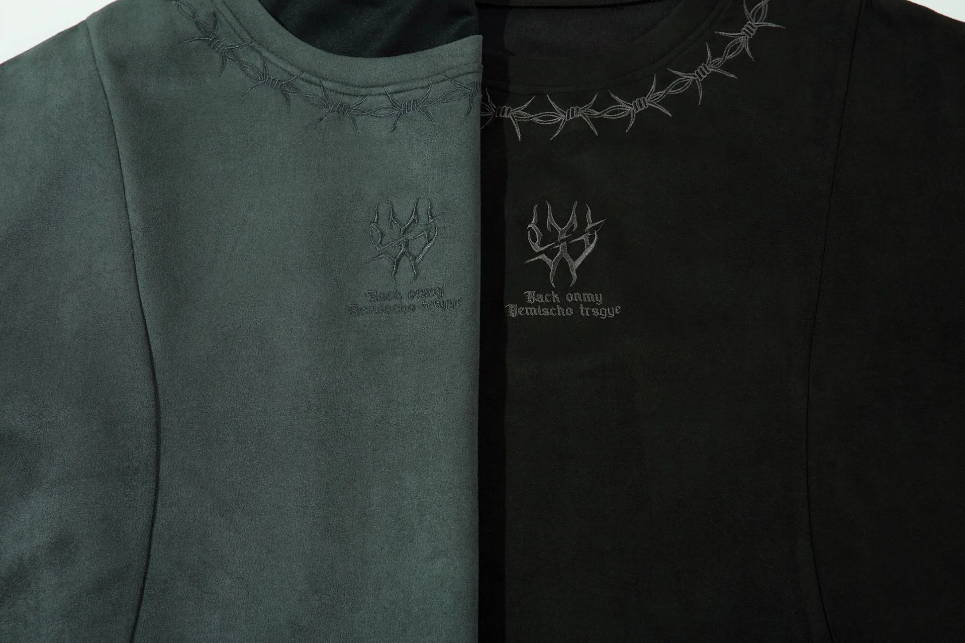 Jiayiku  Summer T-shirt Men's American Street Dark Tide Brand Tee Thorn Embroidered Suede T-shirt Short Sleeve display picture 7