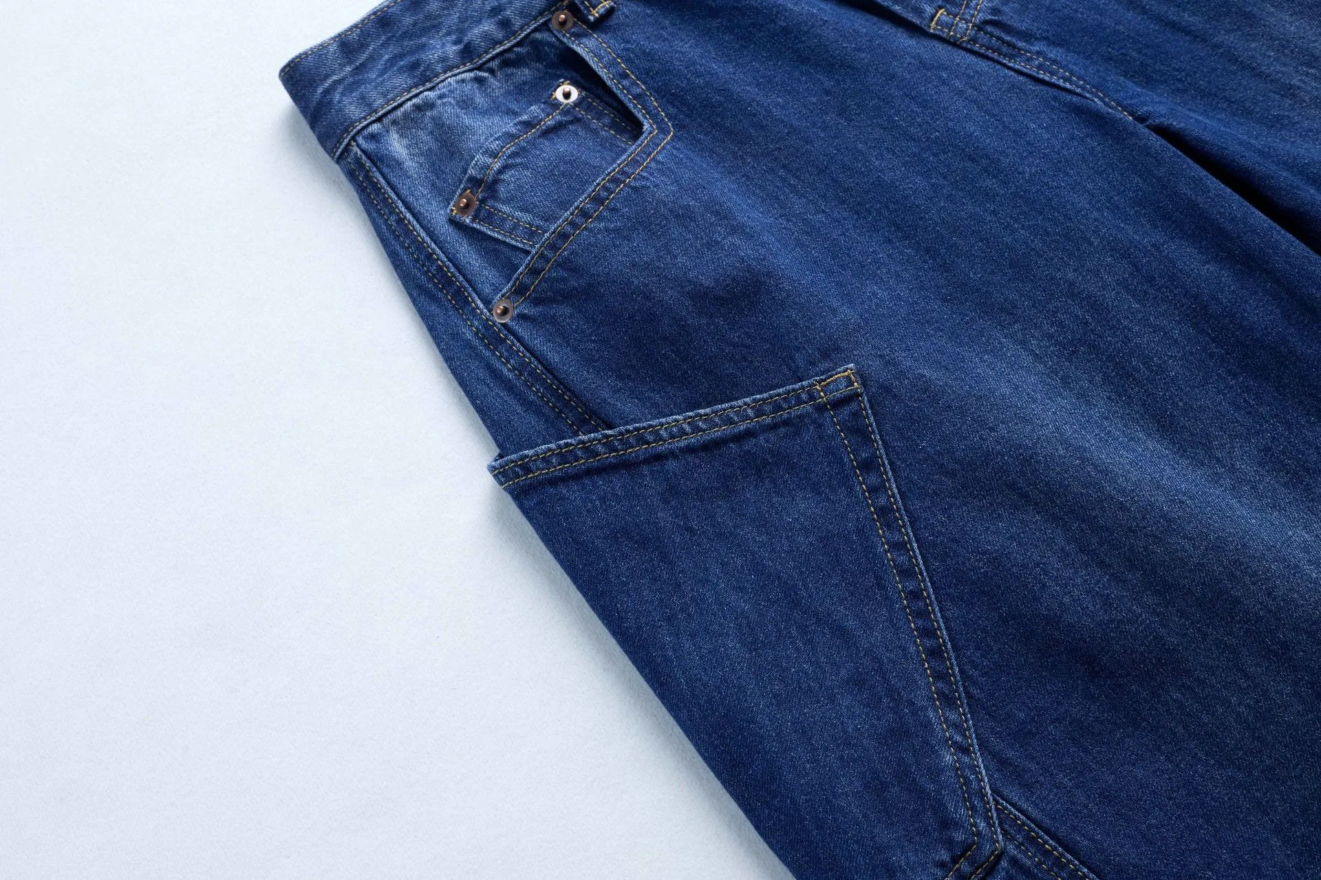 Jiayiku Trendy Brand  American Scimitar Design Retro Washed Jeans Straight-Leg Personalized Cleanfit Pants display picture 8