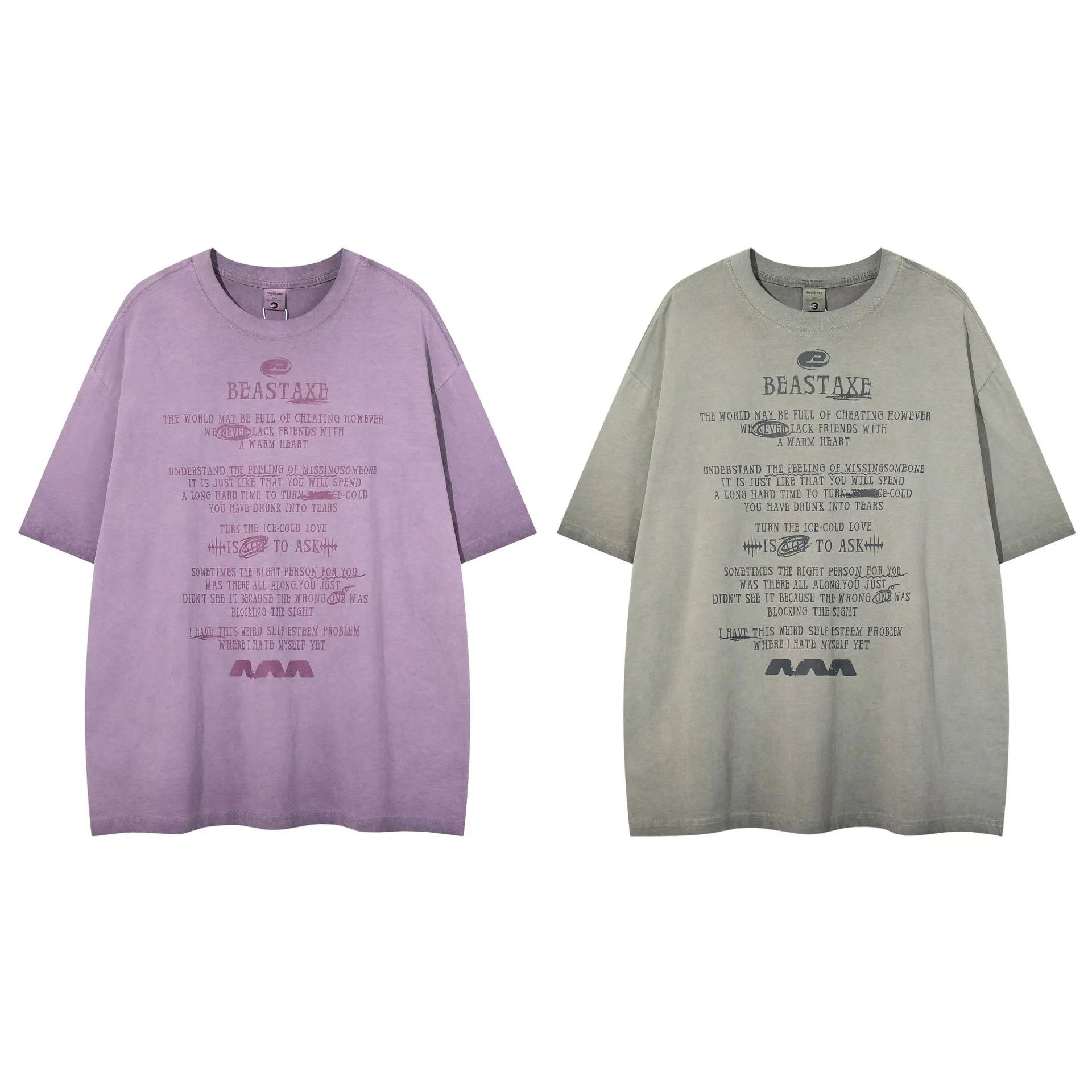 Jiayiku  Summer T-shirt Cotton American Retro Trendy Brand Dirty Dye Washed T-shirt Short Sleeve Men's Loose Base Shirt display picture 2