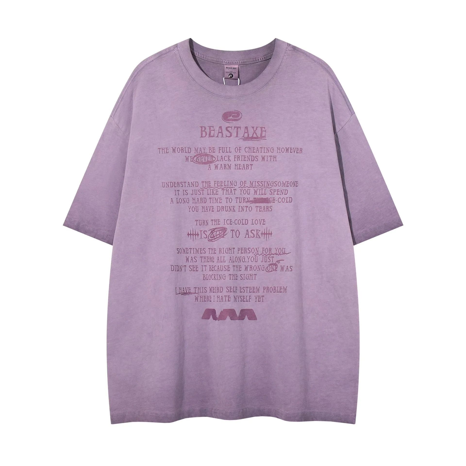 Jiayiku  Summer T-shirt Cotton American Retro Trendy Brand Dirty Dye Washed T-shirt Short Sleeve Men's Loose Base Shirt display picture 5