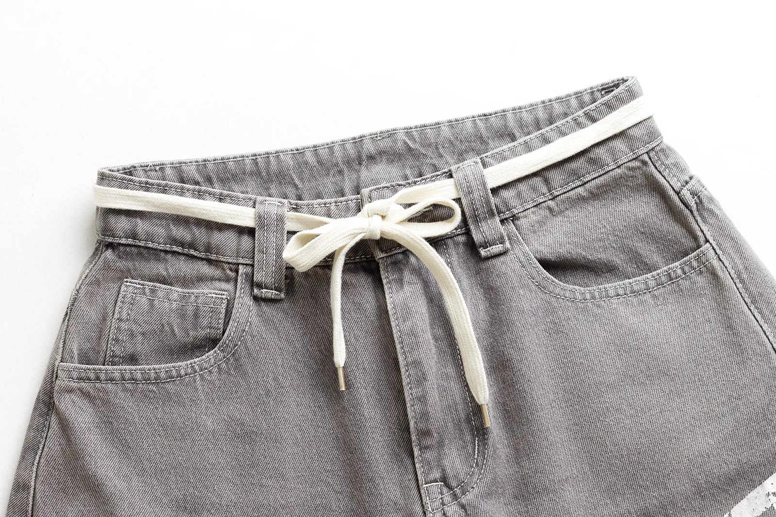 Jiayiku Trendy Brand  New American Retro Inkjet Washed Personalized Scimitar Jeans Loose Wide-Leg Pants display picture 11