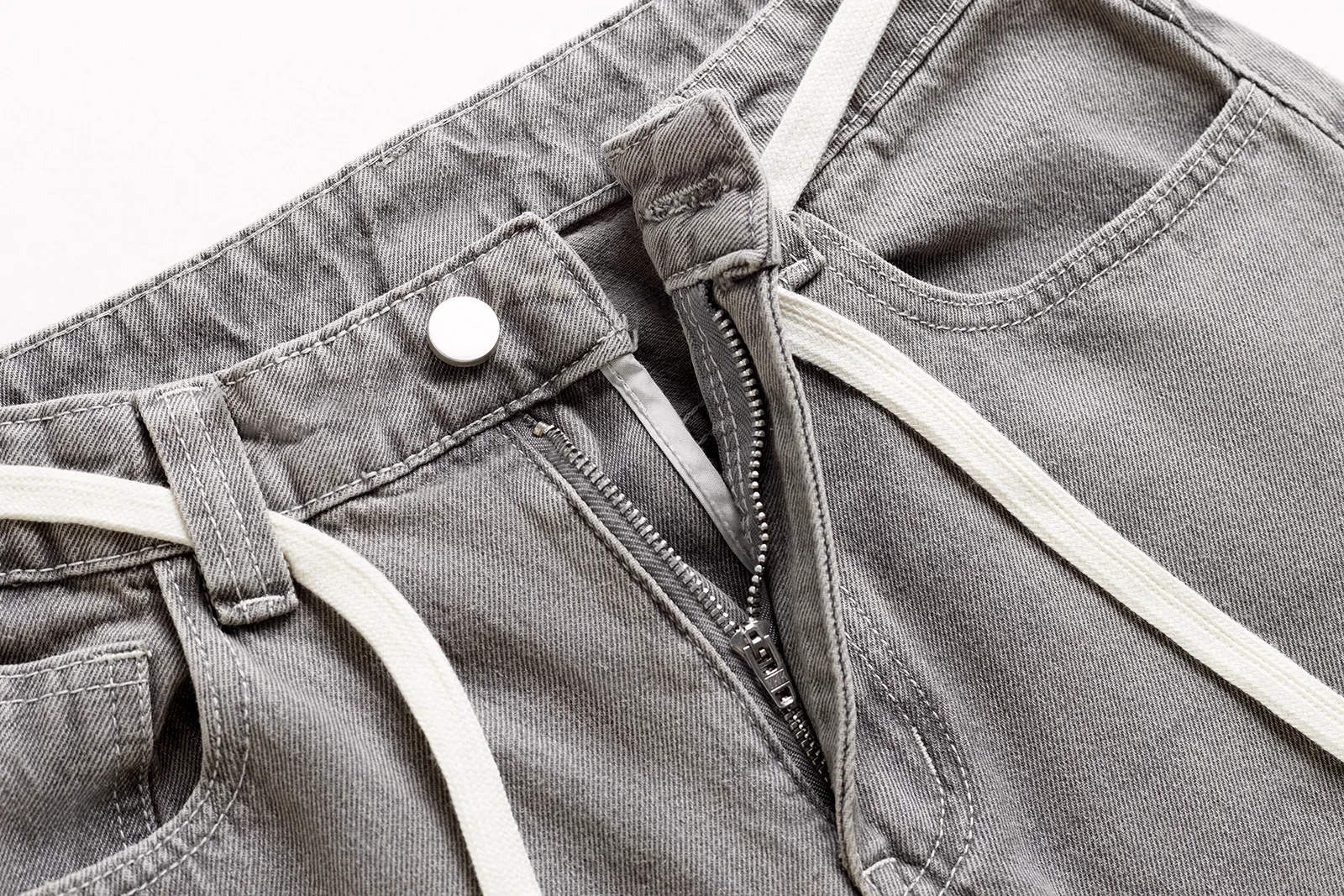 Jiayiku Trendy Brand  New American Retro Inkjet Washed Personalized Scimitar Jeans Loose Wide-Leg Pants display picture 12