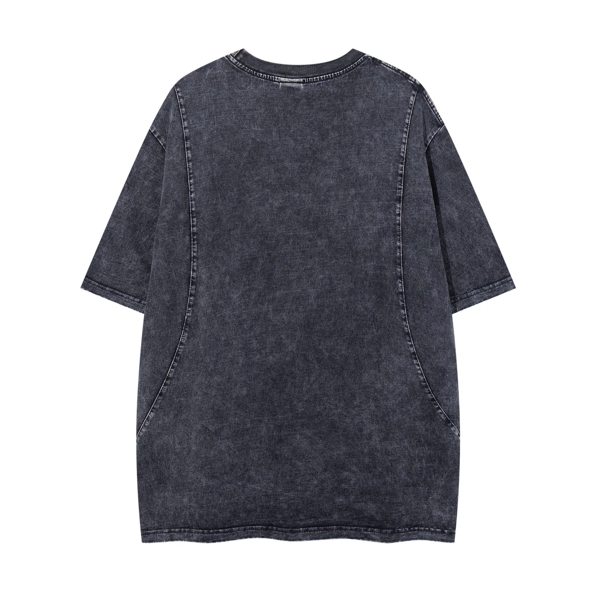 Jiayiku Summer Heavy Men's Short-sleeved T-shirt Cotton New American Style Retro Washed Cotton Loose Trendy Brand T-shirt display picture 4