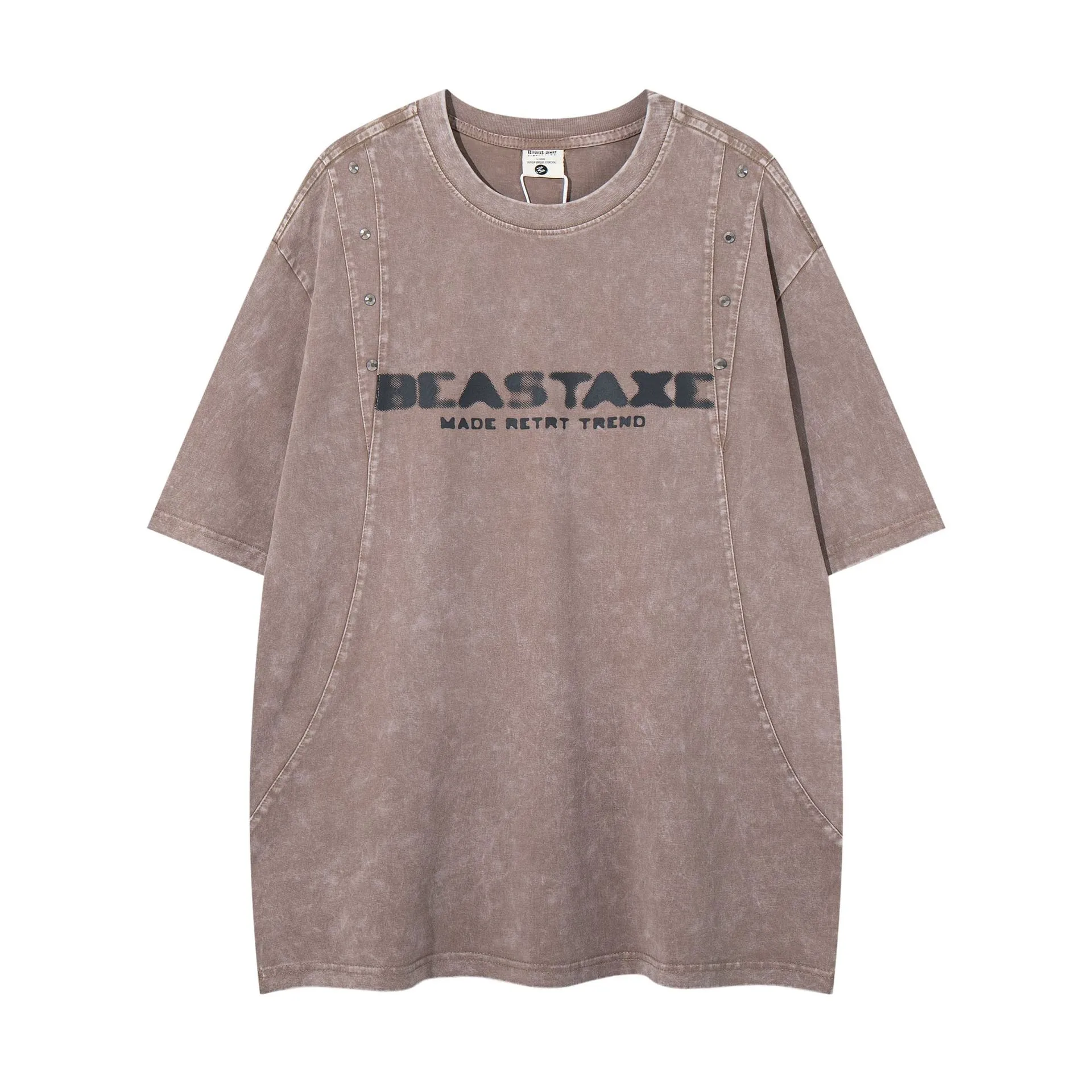 Jiayiku Summer Heavy Men's Short-sleeved T-shirt Cotton New American Style Retro Washed Cotton Loose Trendy Brand T-shirt display picture 6