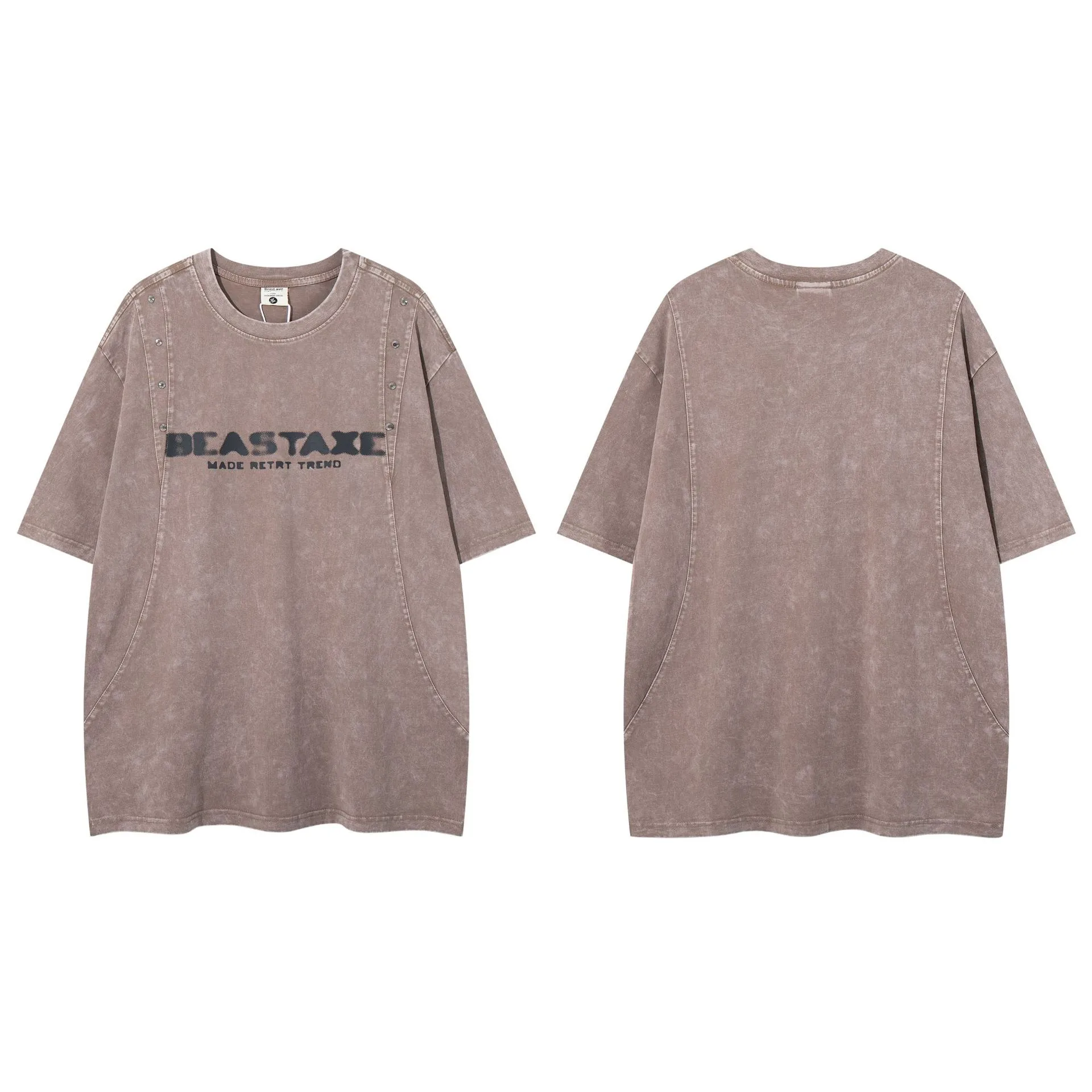 Jiayiku Summer Heavy Men's Short-sleeved T-shirt Cotton New American Style Retro Washed Cotton Loose Trendy Brand T-shirt display picture 8