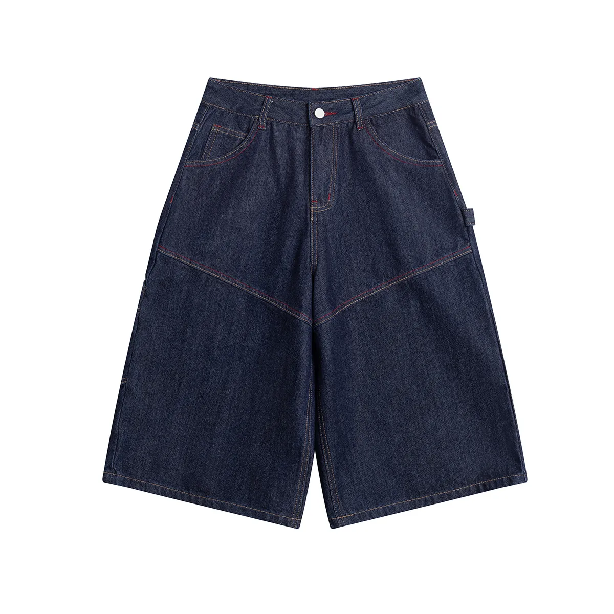 Jiayiku  New Denim Pants Men's American Style Trendy Brand Washed Denim Shorts Loose Wide Leg Pants display picture 6