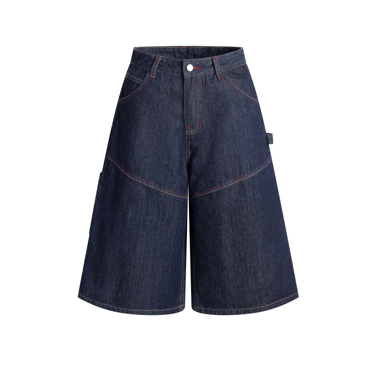 Jiayiku  New Denim Pants Men's American Style Trendy Brand Washed Denim Shorts Loose Wide Leg Pants display picture 3