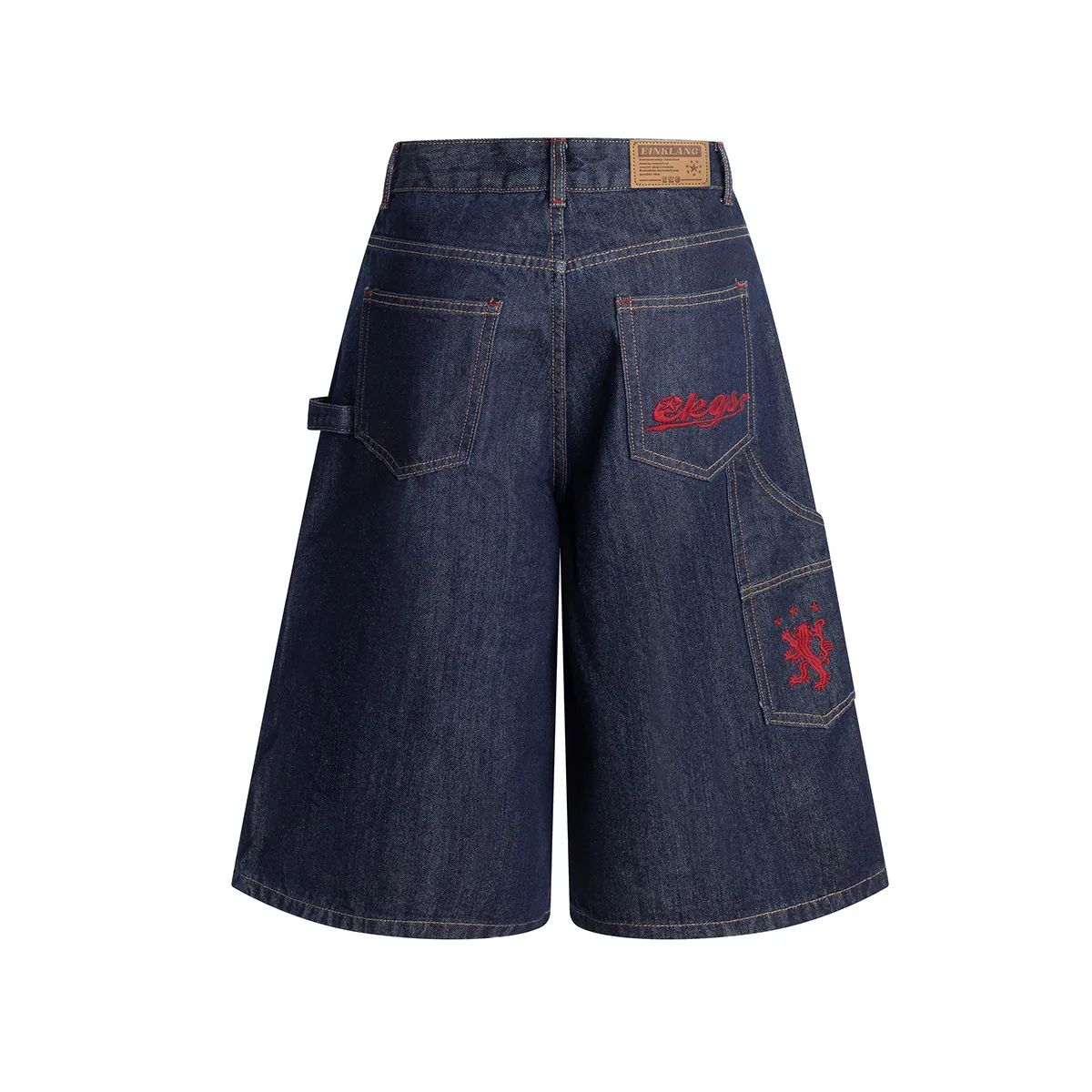 Jiayiku  New Denim Pants Men's American Style Trendy Brand Washed Denim Shorts Loose Wide Leg Pants display picture 4
