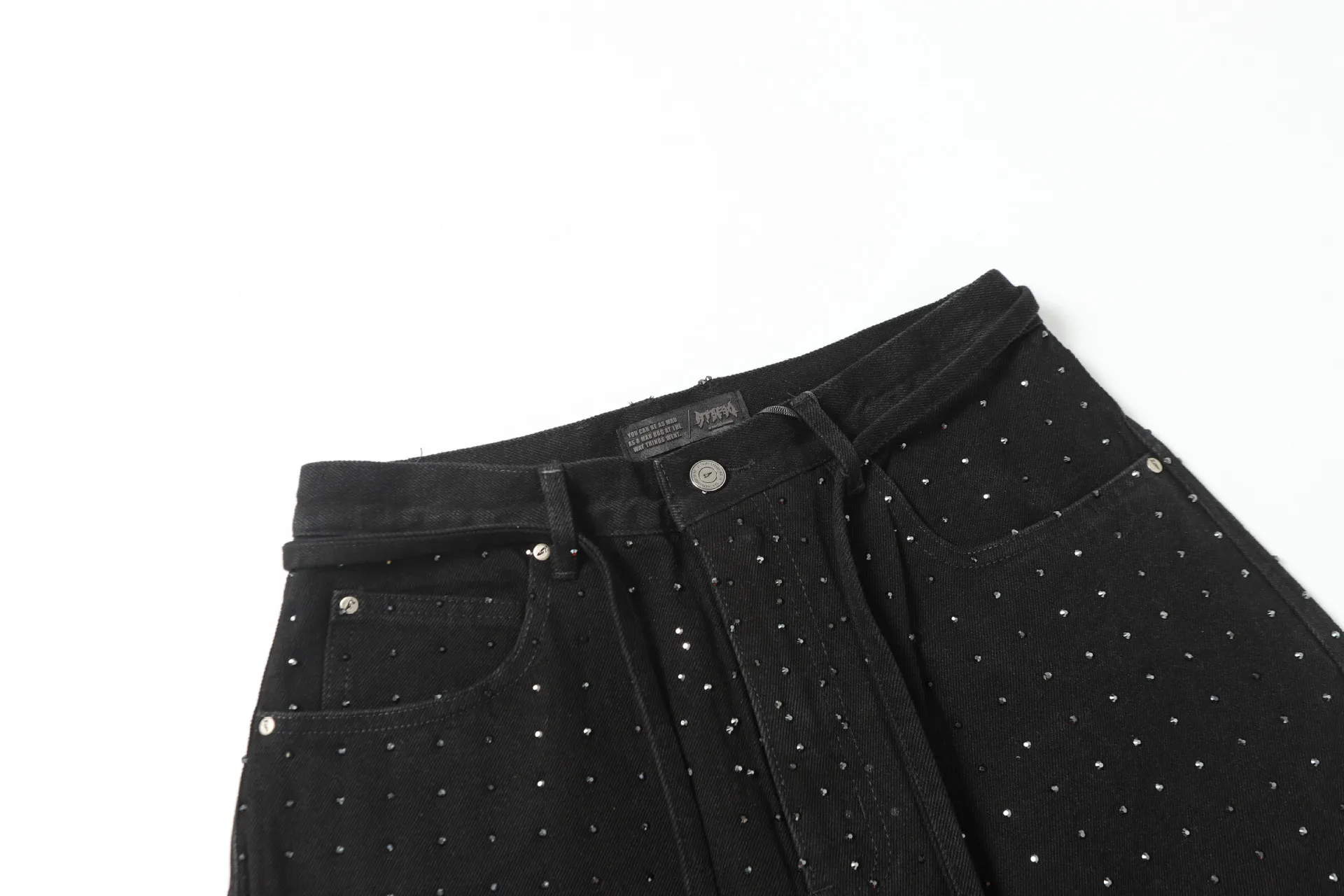 Jiayiku Men's  High Street American Style Vintage Washed Burr Edge Denim Shorts Heavy-duty Hot-drill Distinctive Pants display picture 17
