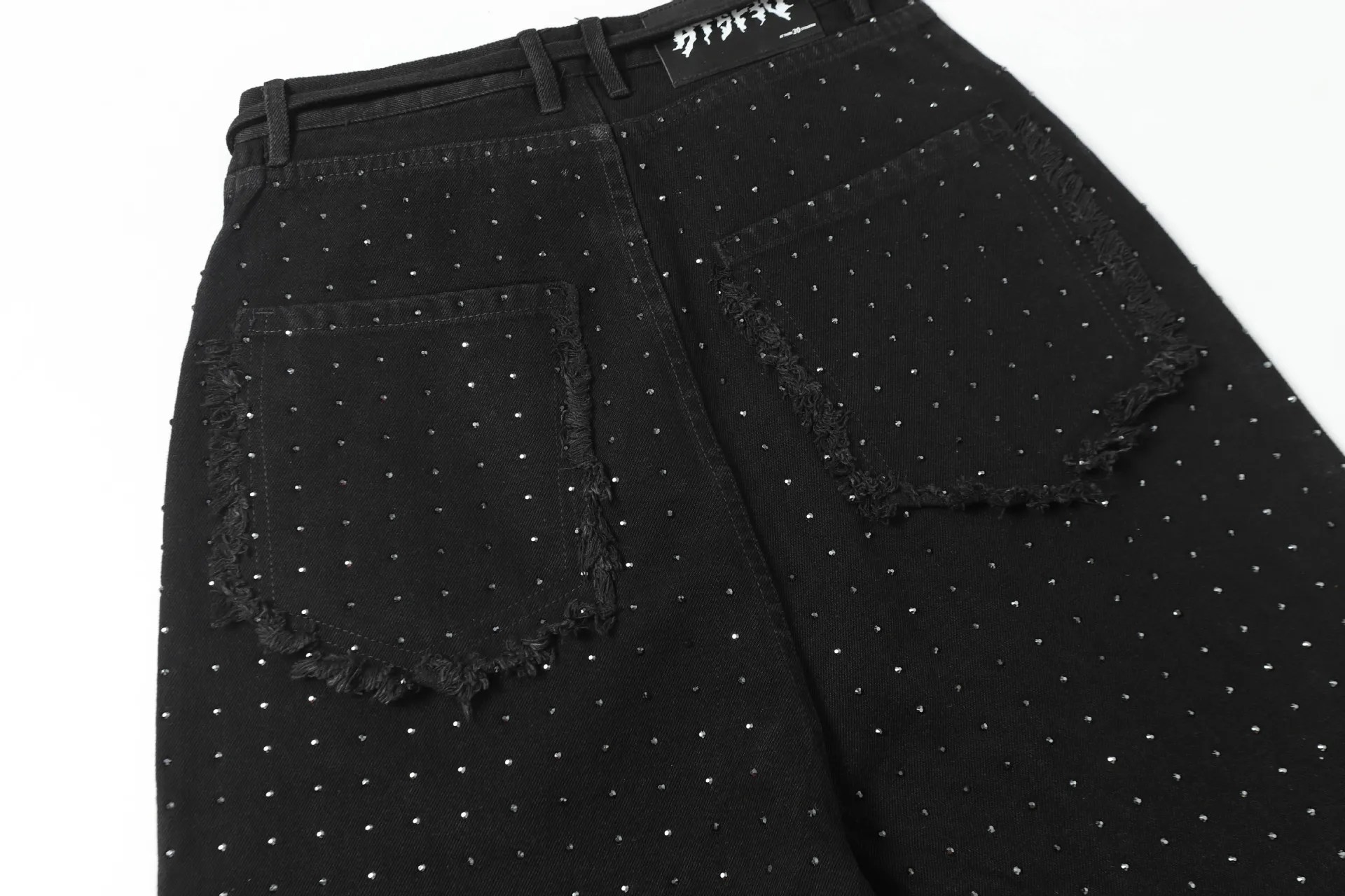 Jiayiku Men's  High Street American Style Vintage Washed Burr Edge Denim Shorts Heavy-duty Hot-drill Distinctive Pants display picture 18