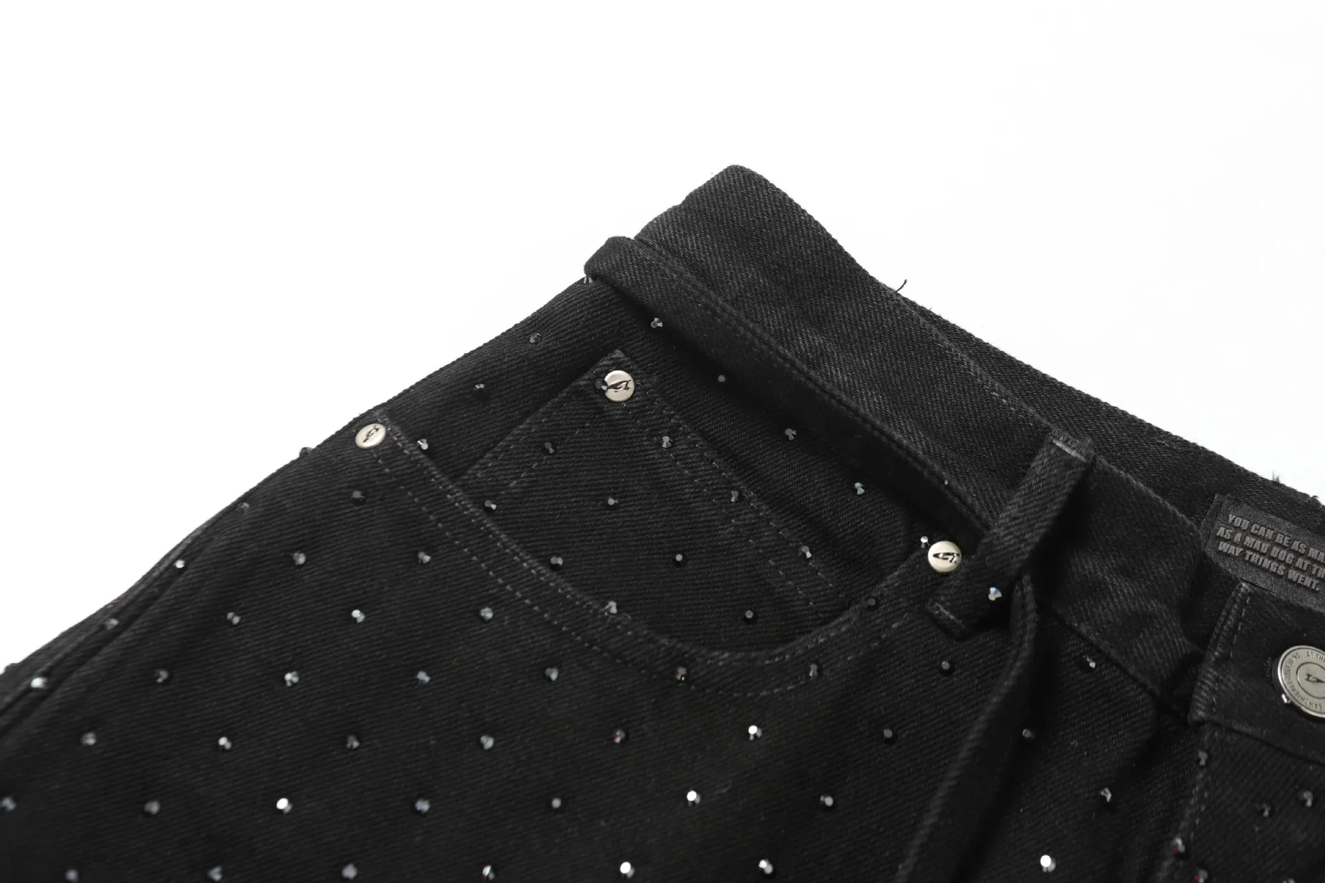 Jiayiku Men's  High Street American Style Vintage Washed Burr Edge Denim Shorts Heavy-duty Hot-drill Distinctive Pants display picture 19