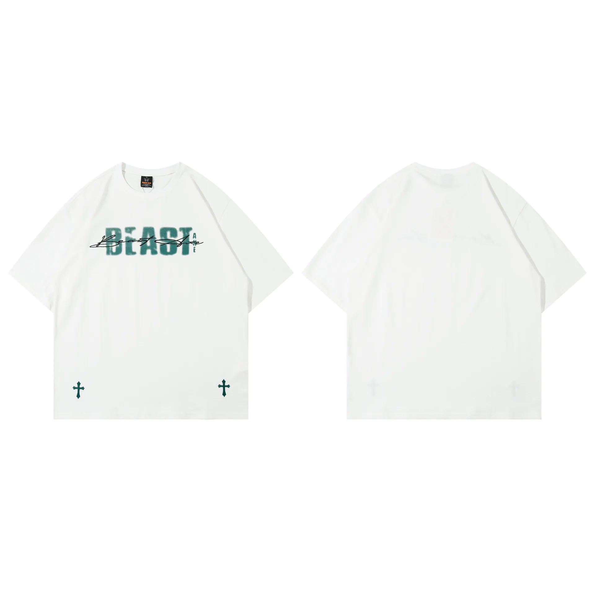 Jiayiku Summer Pure Cotton Short-sleeved T-shirt Men's  New American Style Turpies Handsome High-end Simple Round Neck T-shirt For Men And Women display picture 4