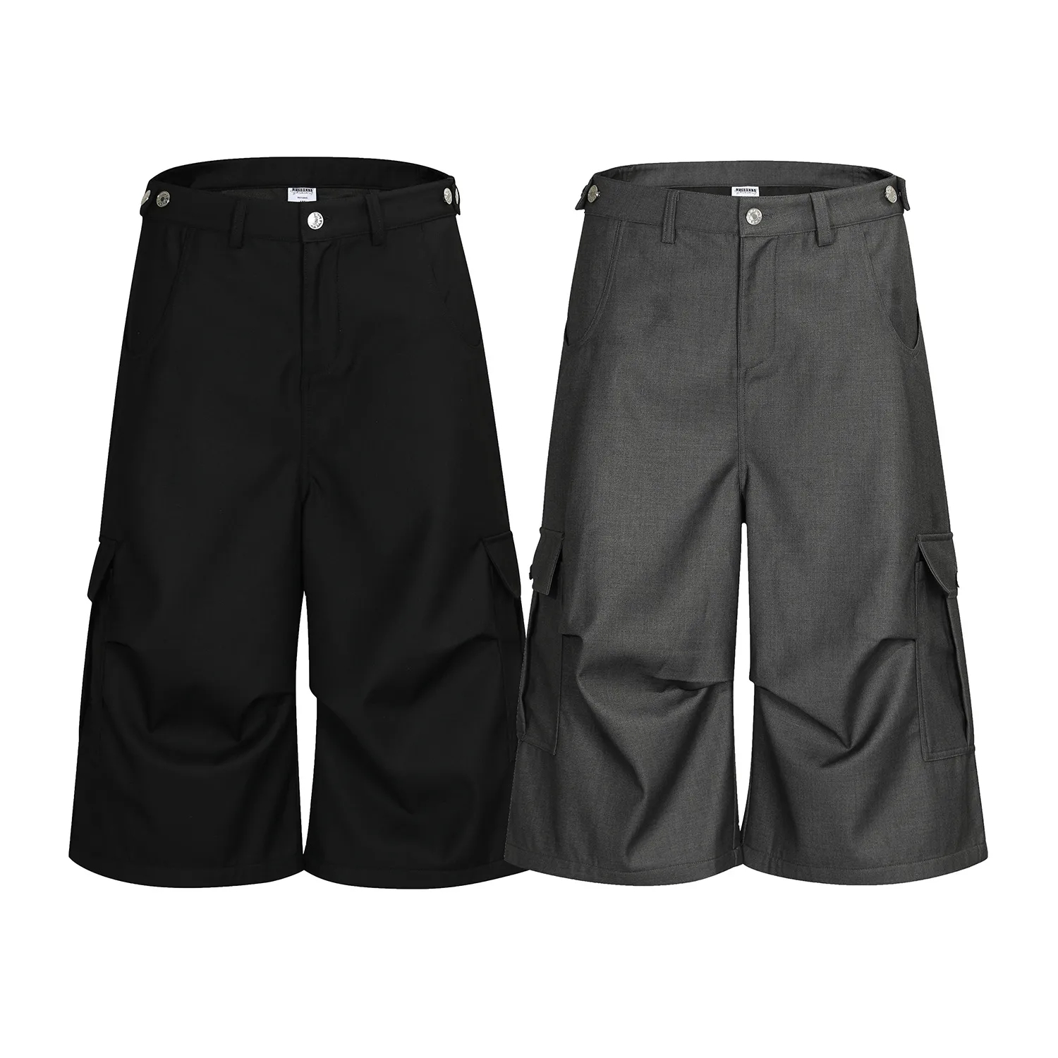 Jiayiku  American Retro Pants For Men And Women Cleanfit Loose Wide-leg Workwear Capri Pants display picture 2