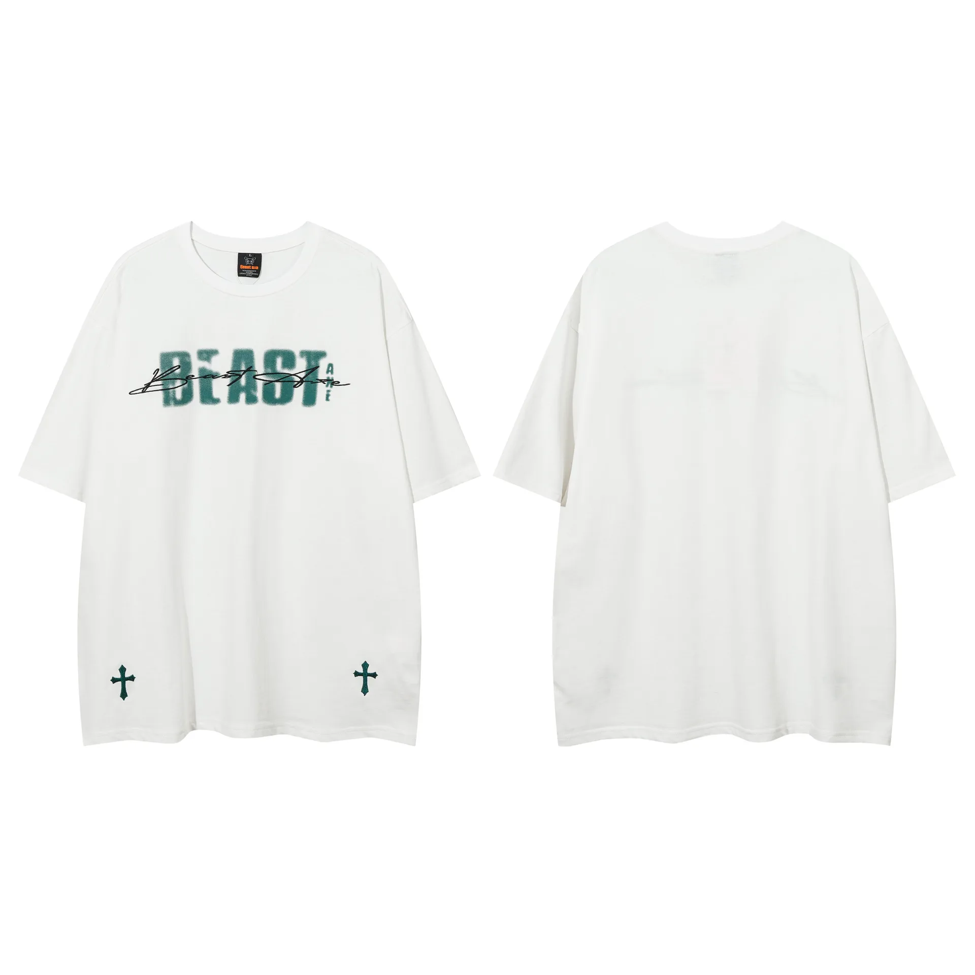 Jiayiku Summer Pure Cotton Short-sleeved T-shirt Men's  New American Style Turpies Handsome High-end Simple Round Neck T-shirt For Men And Women display picture 6