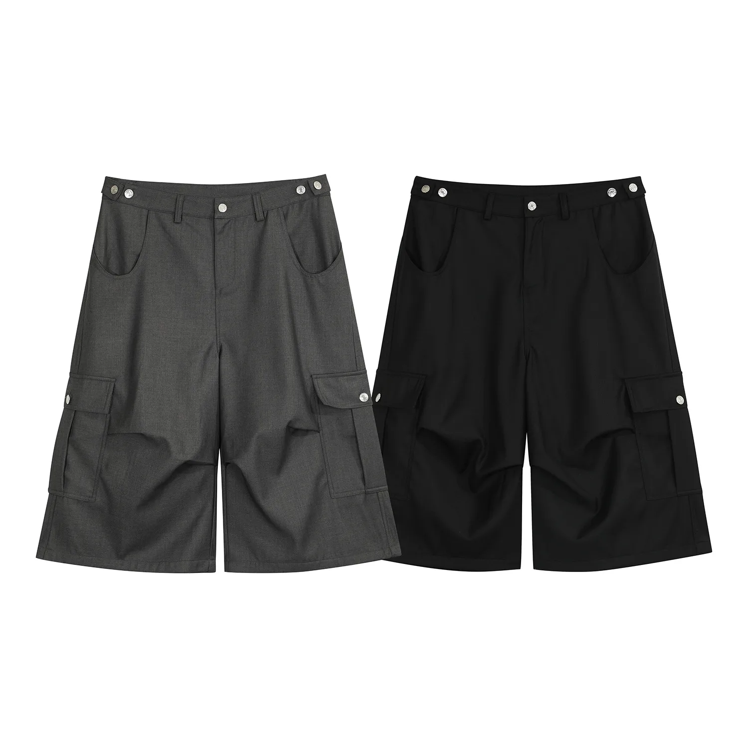 Jiayiku  American Retro Pants For Men And Women Cleanfit Loose Wide-leg Workwear Capri Pants display picture 9