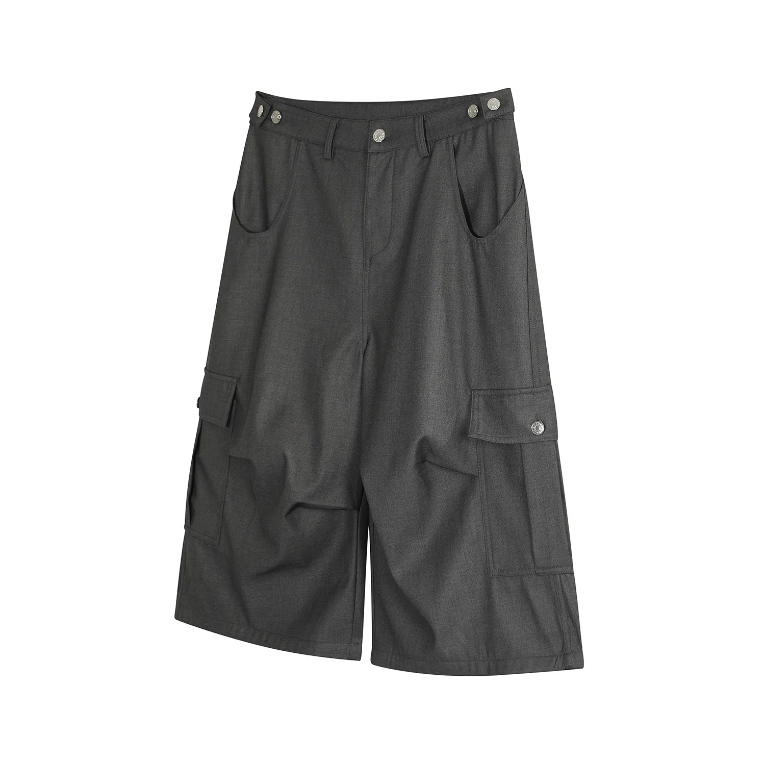 Jiayiku  American Retro Pants For Men And Women Cleanfit Loose Wide-leg Workwear Capri Pants display picture 12