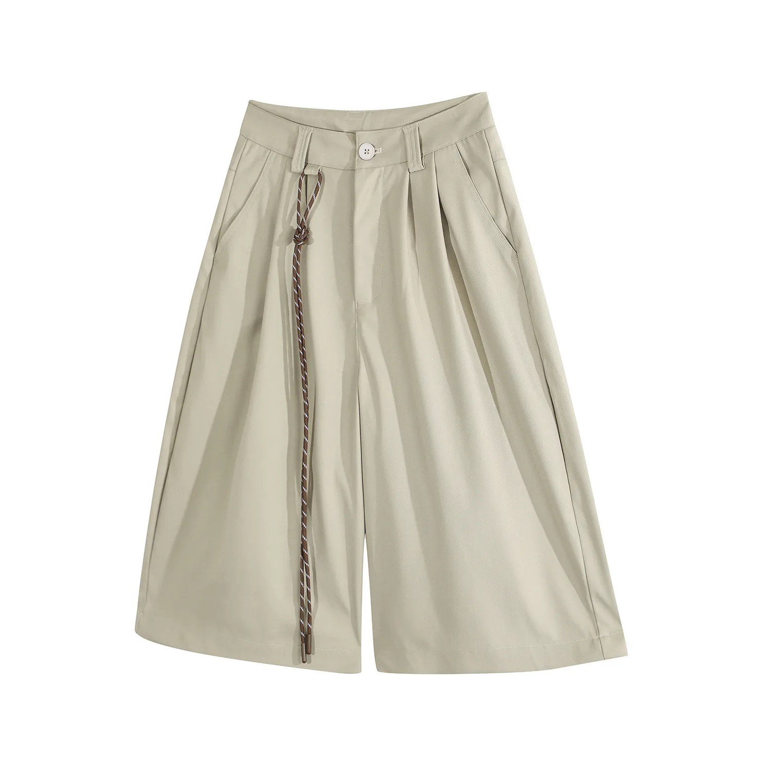 Jiayiku  American Retro Draped Suit Shorts Men's And Women's Cleanfit Loose Wide-leg Cropped Pants display picture 4