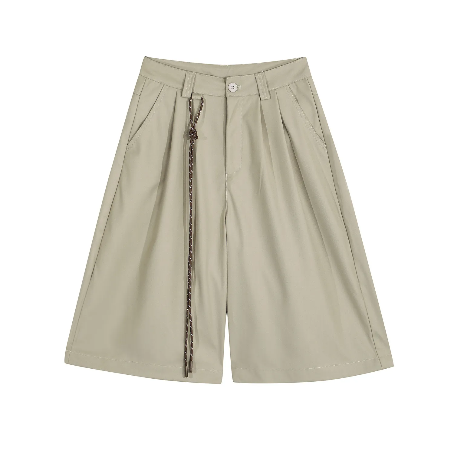 Jiayiku  American Retro Draped Suit Shorts Men's And Women's Cleanfit Loose Wide-leg Cropped Pants display picture 3