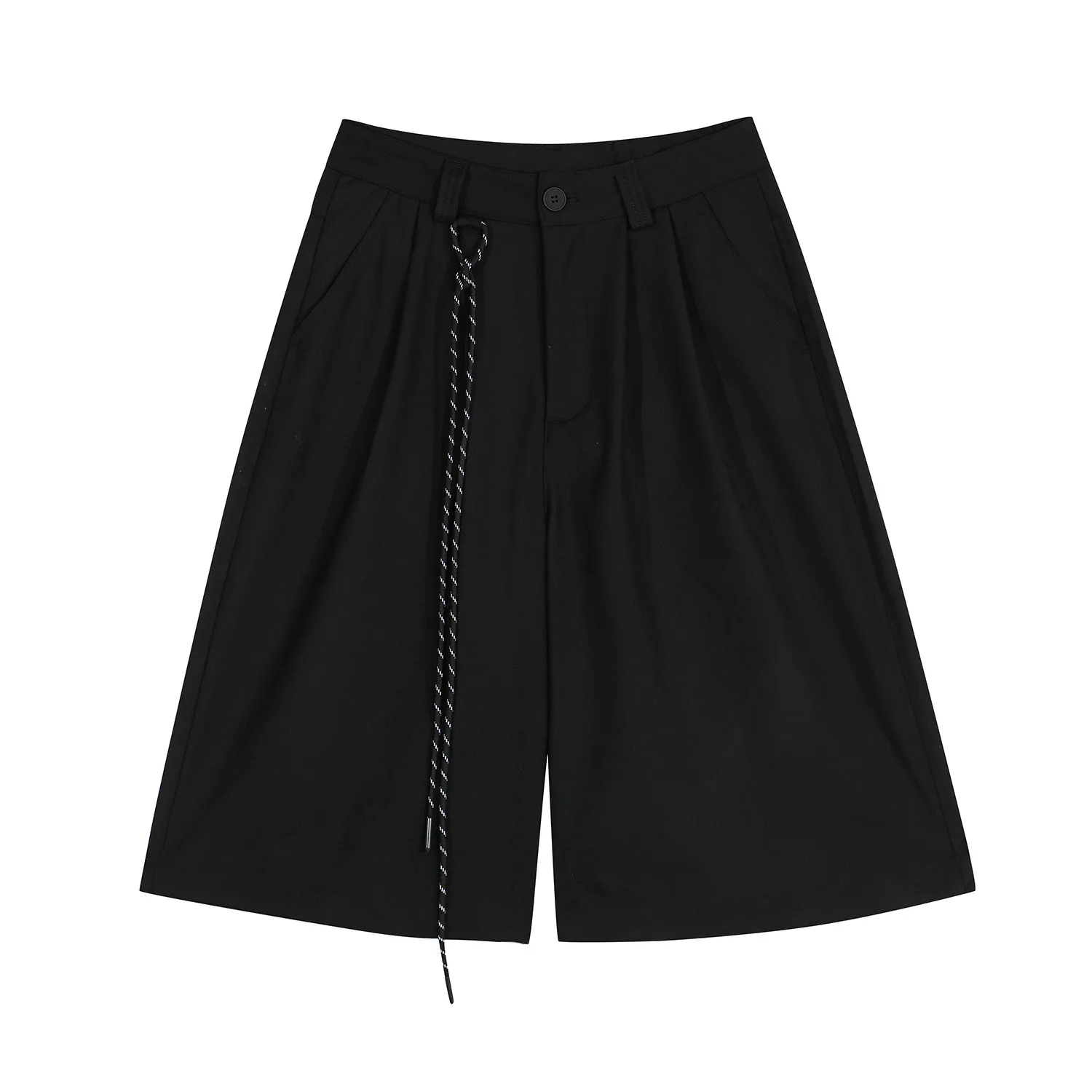 Jiayiku  American Retro Draped Suit Shorts Men's And Women's Cleanfit Loose Wide-leg Cropped Pants display picture 6