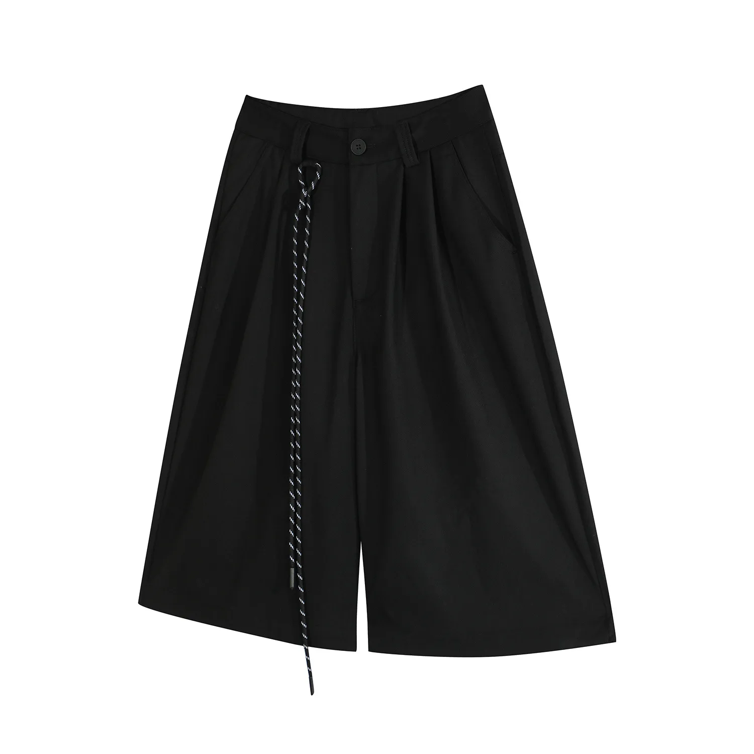 Jiayiku  American Retro Draped Suit Shorts Men's And Women's Cleanfit Loose Wide-leg Cropped Pants display picture 7