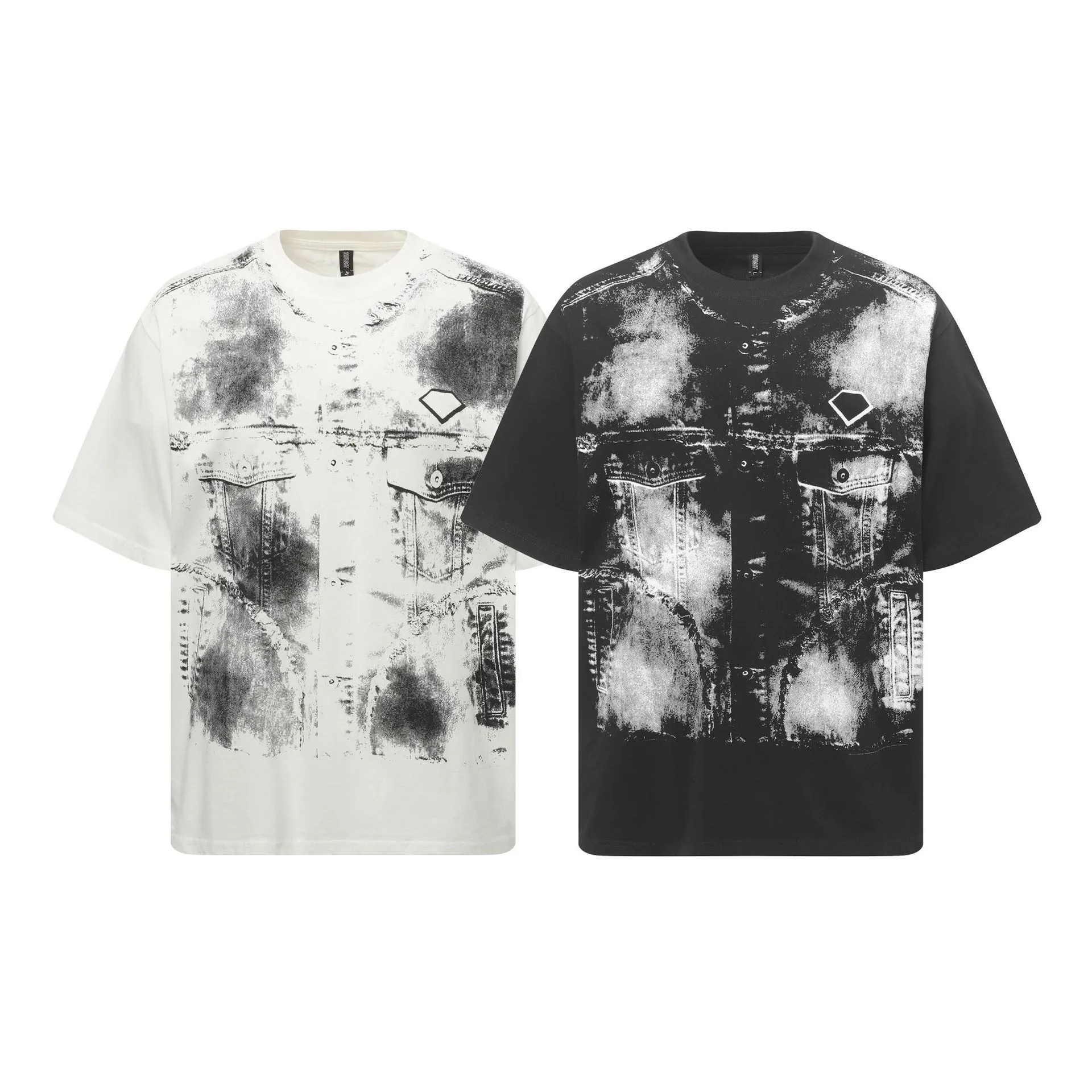 Jiayiku Men's  Summer High Street American Hip Hop Fashion Brand Personalized Graffiti Dirty Dye Niche T-shirt Short-sleeved Men display picture 2