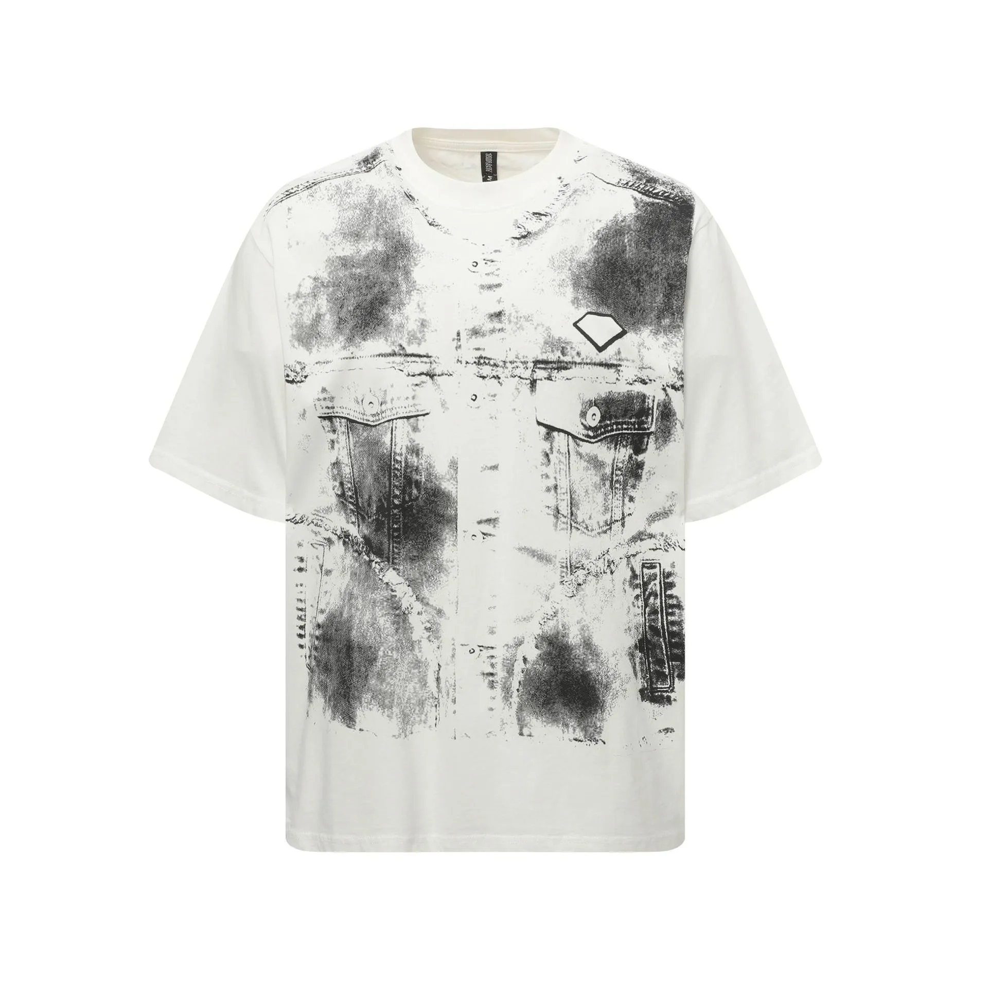 Jiayiku Men's  Summer High Street American Hip Hop Fashion Brand Personalized Graffiti Dirty Dye Niche T-shirt Short-sleeved Men display picture 3