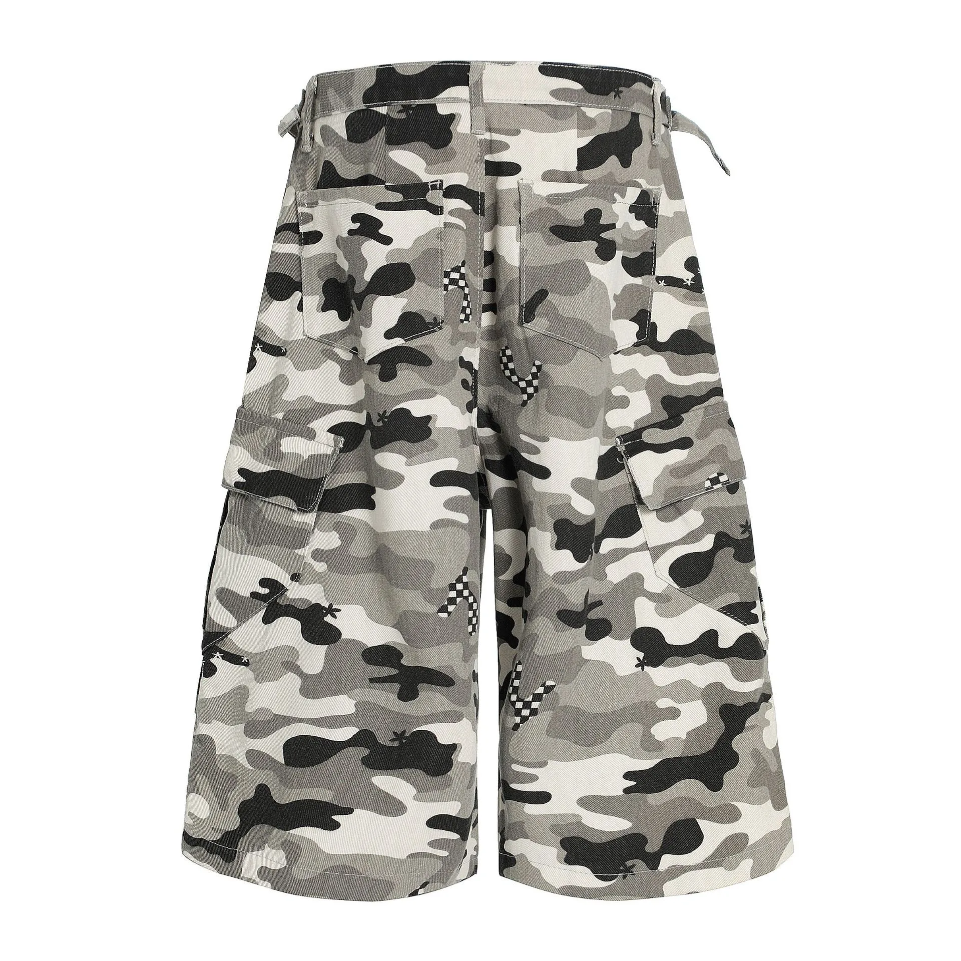 Jiayiku Men's Clothing  American Style Trendy Brand Camouflage Overalls Shorts Men's Loose High-end Wide-leg Pants display picture 5