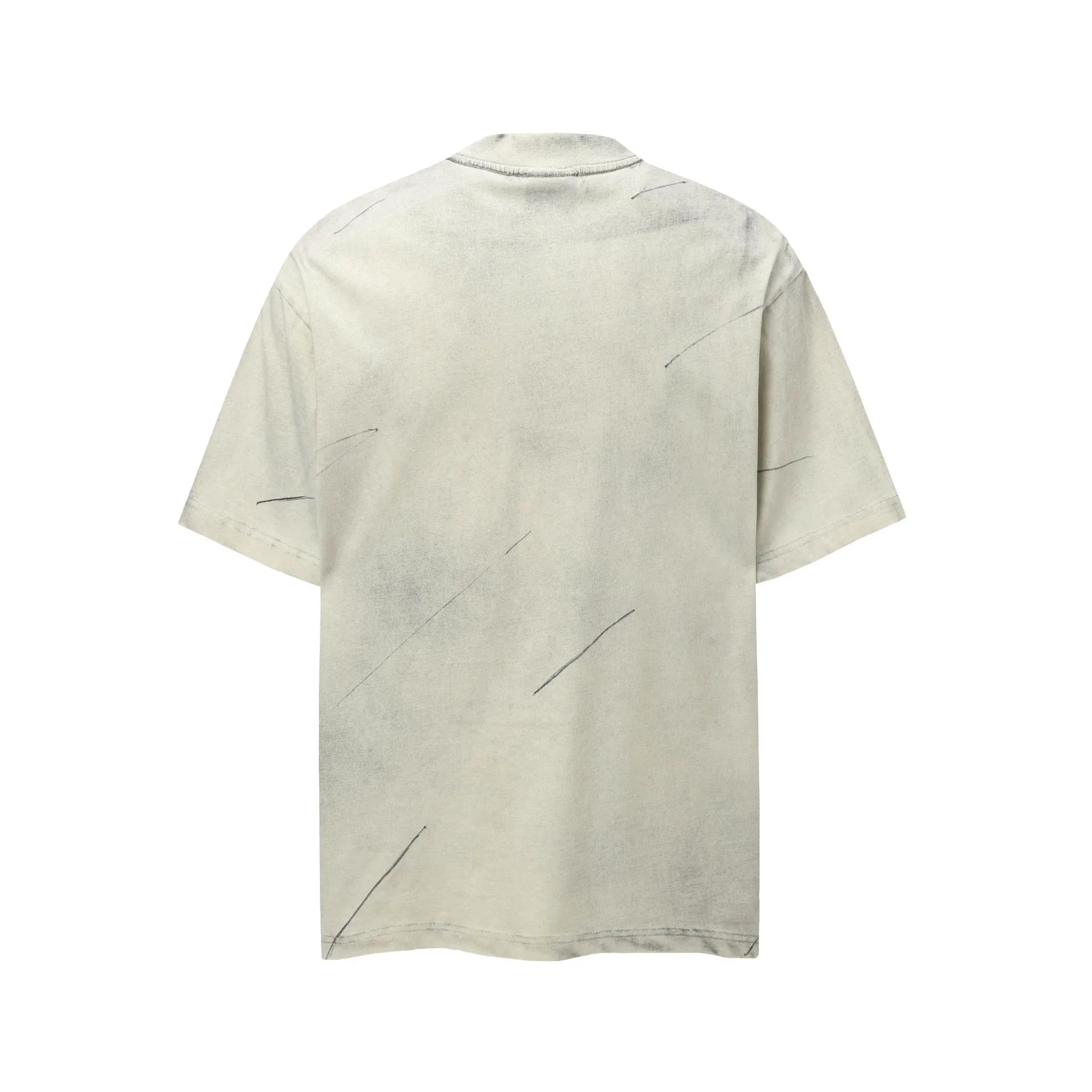 Jiayiku Men's  Summer High Street American Retro Trendy Brand Waste Soil Wind Washing Dirty Dye Cut T-shirt Short Sleeve display picture 5