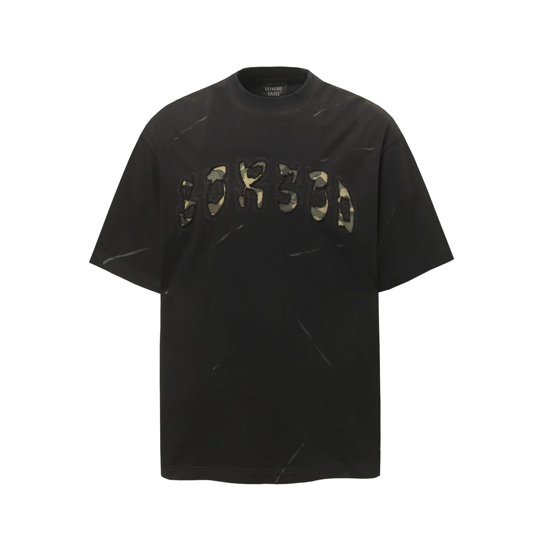 Jiayiku Men's  Summer High Street American Retro Trendy Brand Waste Soil Wind Washing Dirty Dye Cut T-shirt Short Sleeve display picture 6