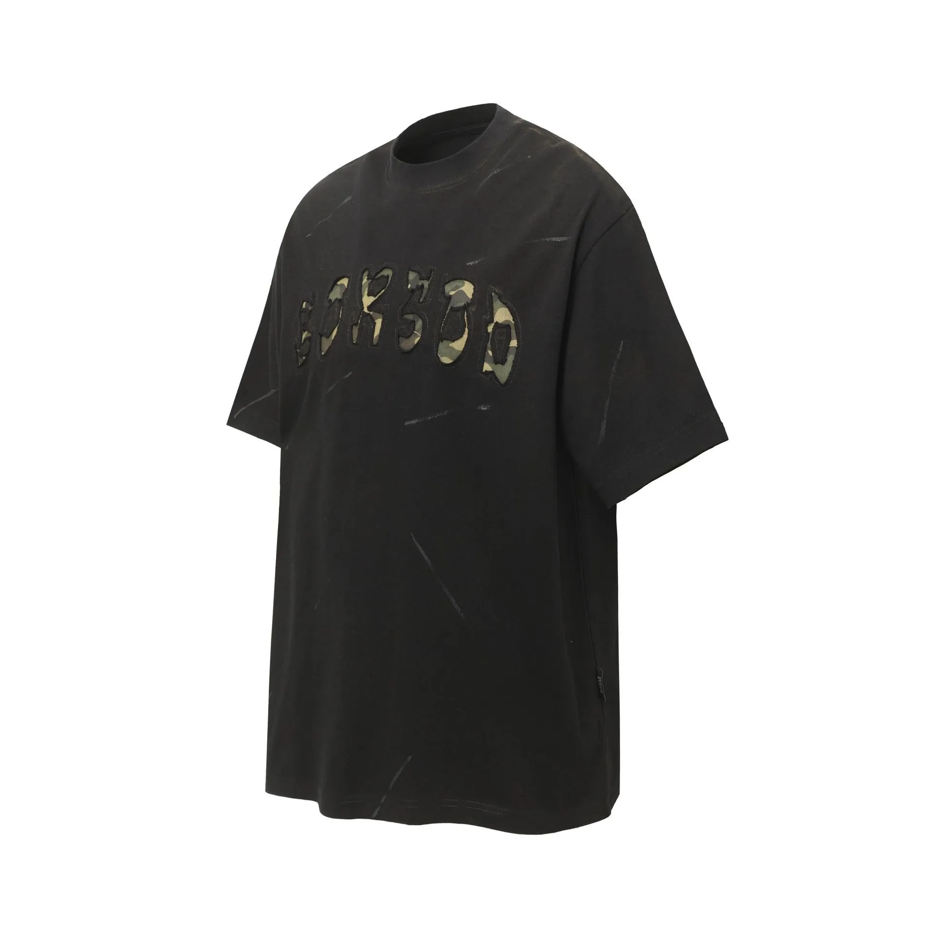 Jiayiku Men's  Summer High Street American Retro Trendy Brand Waste Soil Wind Washing Dirty Dye Cut T-shirt Short Sleeve display picture 7