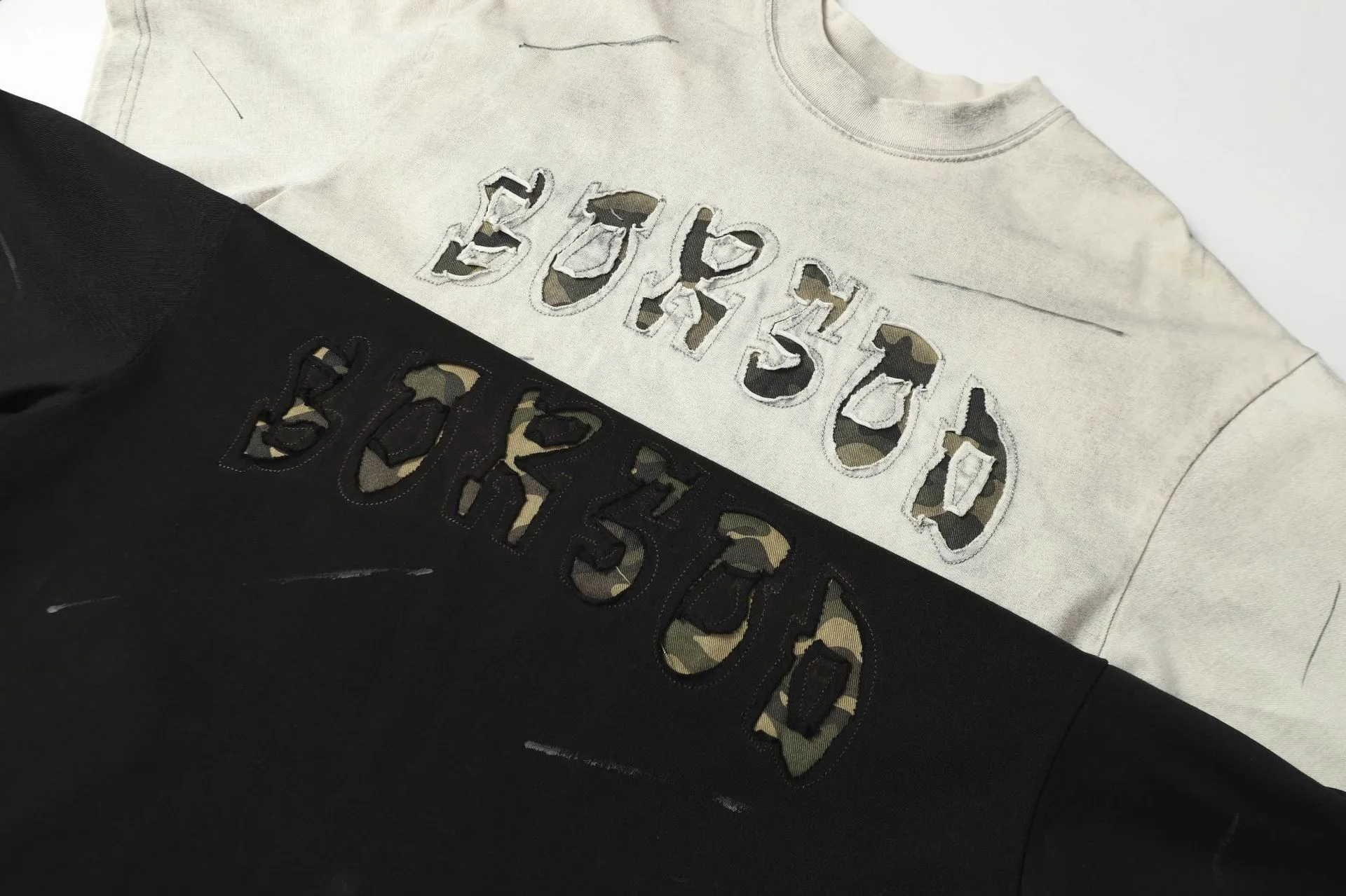 Jiayiku Men's  Summer High Street American Retro Trendy Brand Waste Soil Wind Washing Dirty Dye Cut T-shirt Short Sleeve display picture 9