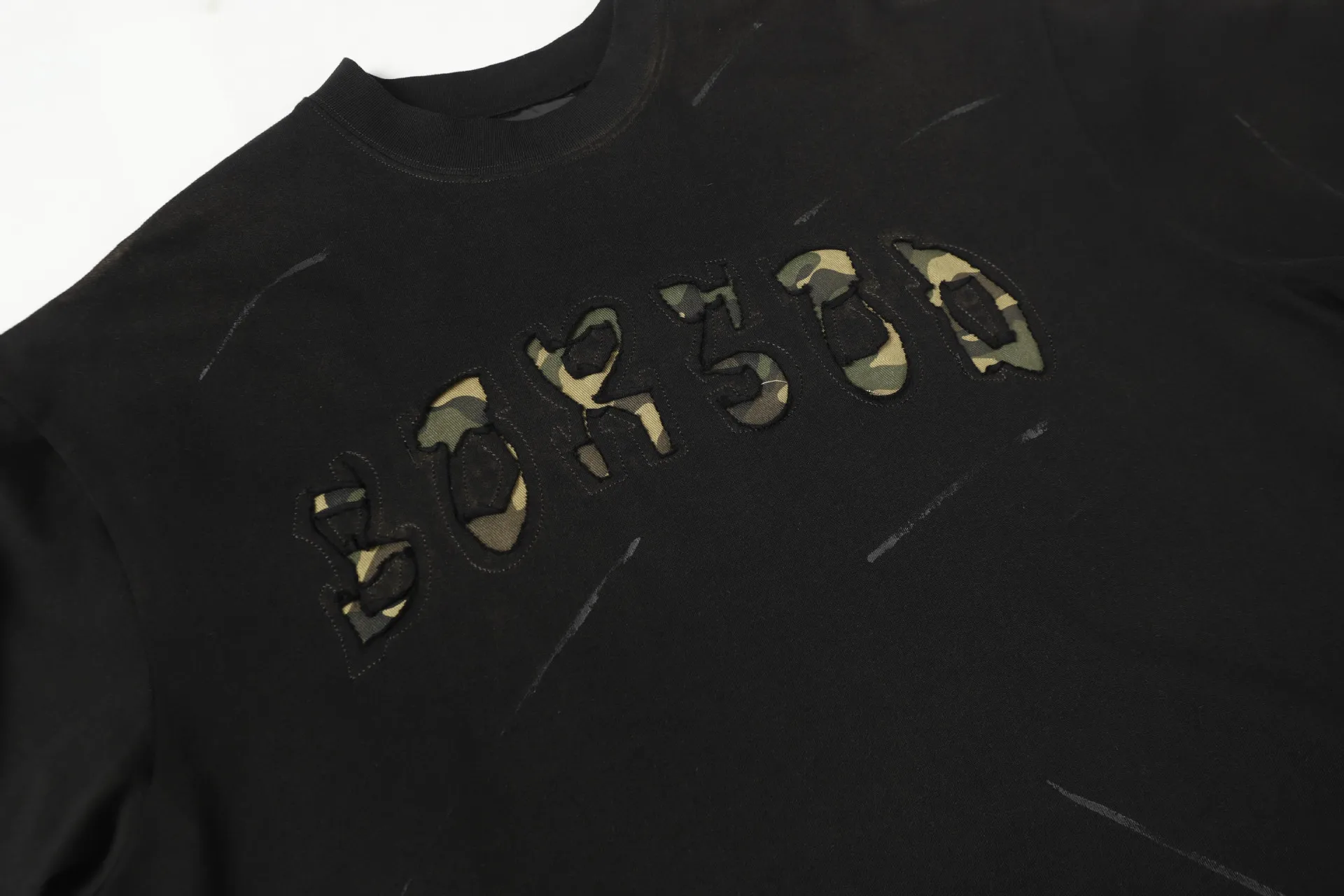 Jiayiku Men's  Summer High Street American Retro Trendy Brand Waste Soil Wind Washing Dirty Dye Cut T-shirt Short Sleeve display picture 19