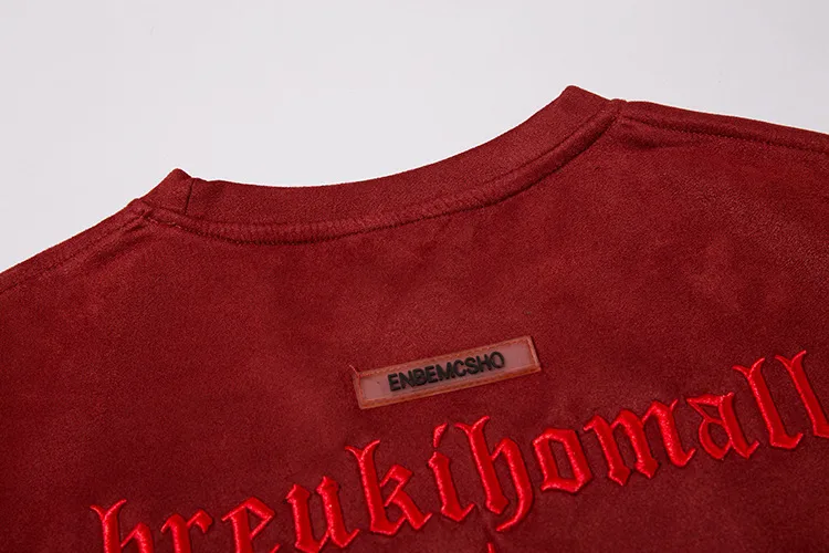 Jiayiku  Summer T-shirt Men's American Street Dark Fashion Brand Cross Embroidered Suede Short-sleeved T-shirt Men display picture 20