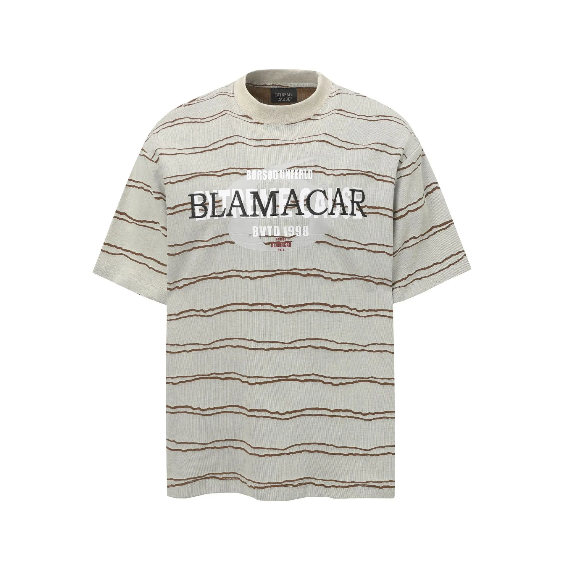 Jiayiku Men's  Summer New New Fashion Brand Jacquard Striped T-shirt Loose Heavy Half Sleeve Top For Men display picture 3
